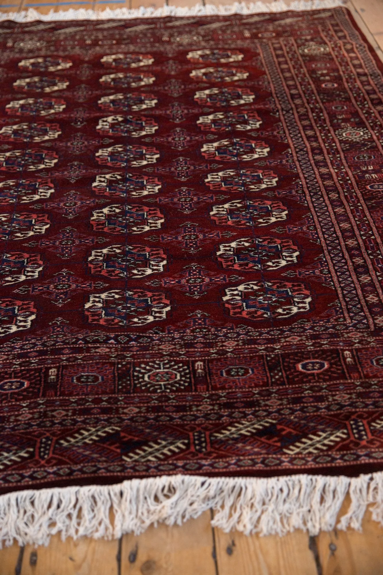6x6.5 Vintage Fine Pakistani Bokhara Design Square Carpet - Image 4