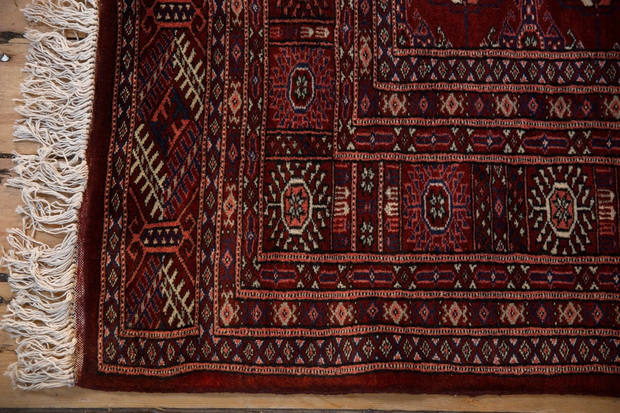 6x6.5 Vintage Fine Pakistani Bokhara Design Square Carpet - Image 5