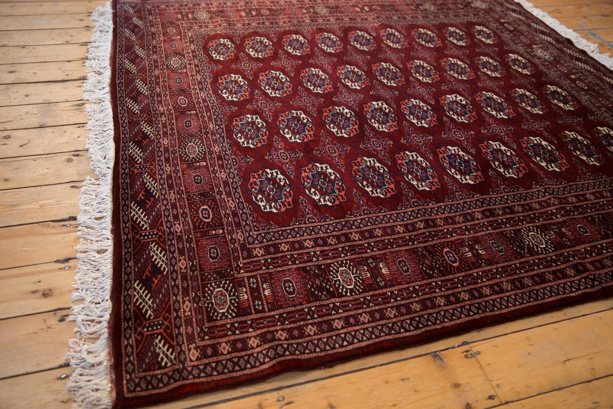 6x6.5 Vintage Fine Pakistani Bokhara Design Square Carpet - Image 6