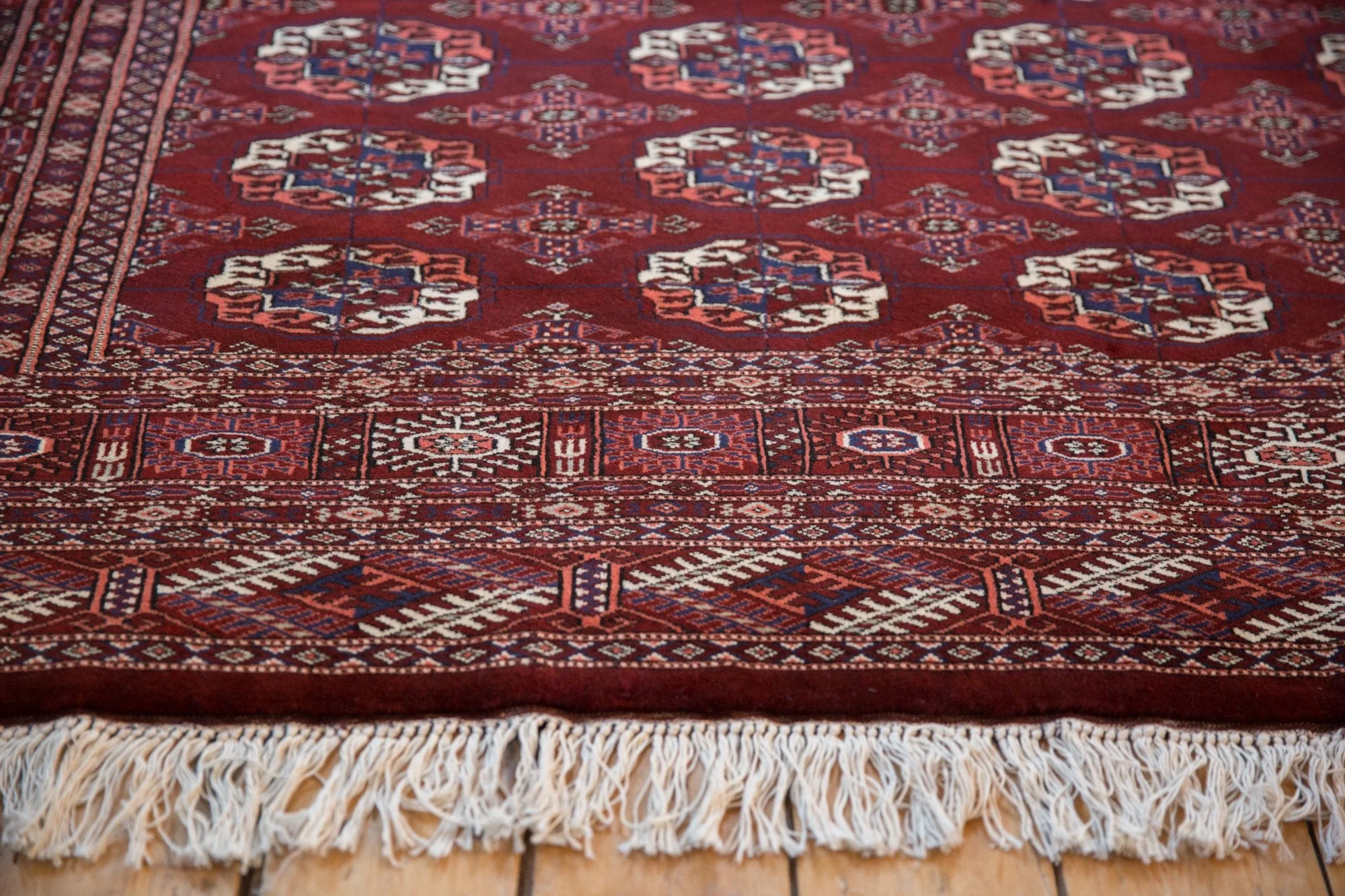 6x6.5 Vintage Fine Pakistani Bokhara Design Square Carpet - Image 8