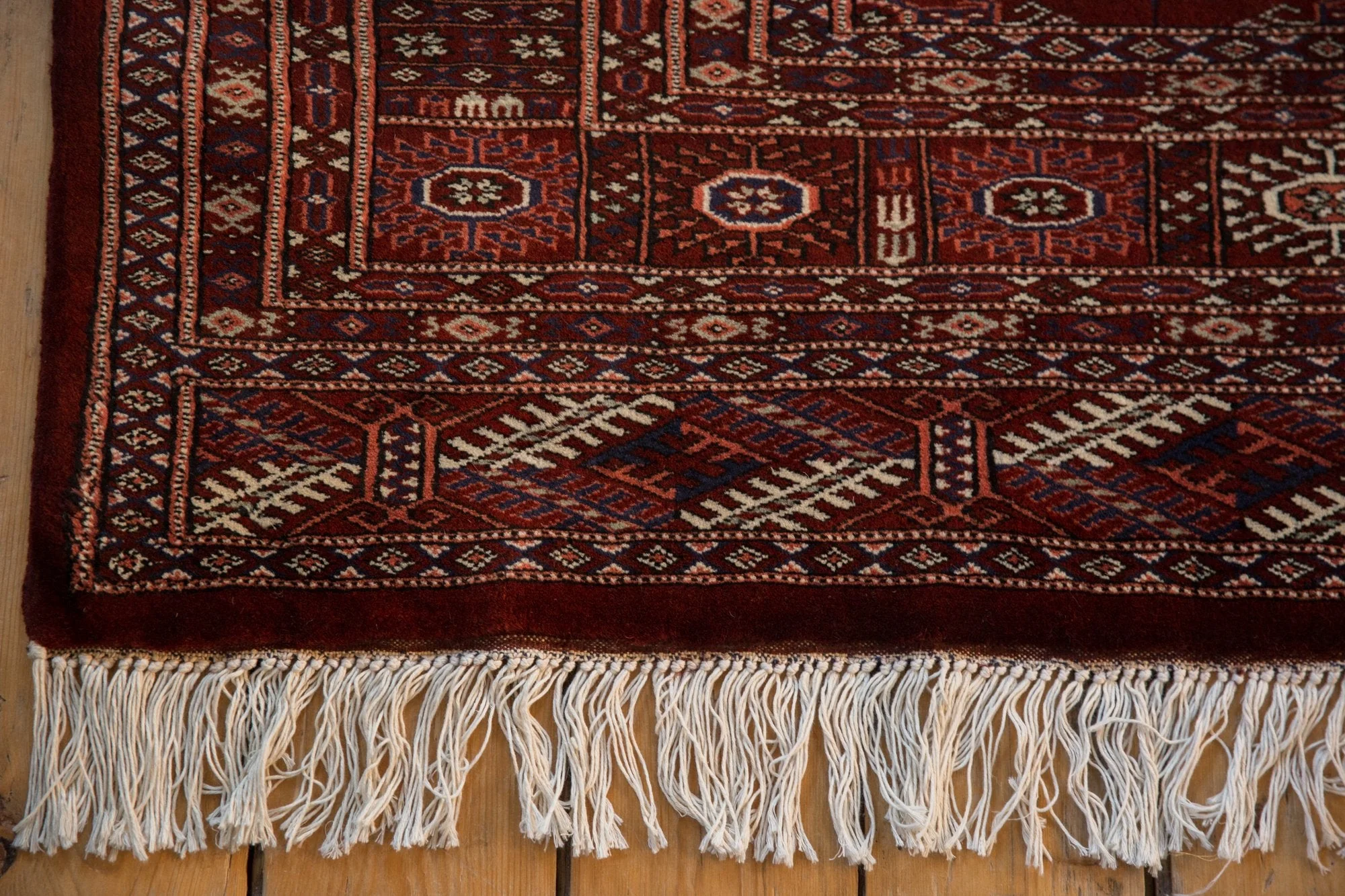6x6.5 Vintage Fine Pakistani Bokhara Design Square Carpet - Image 9
