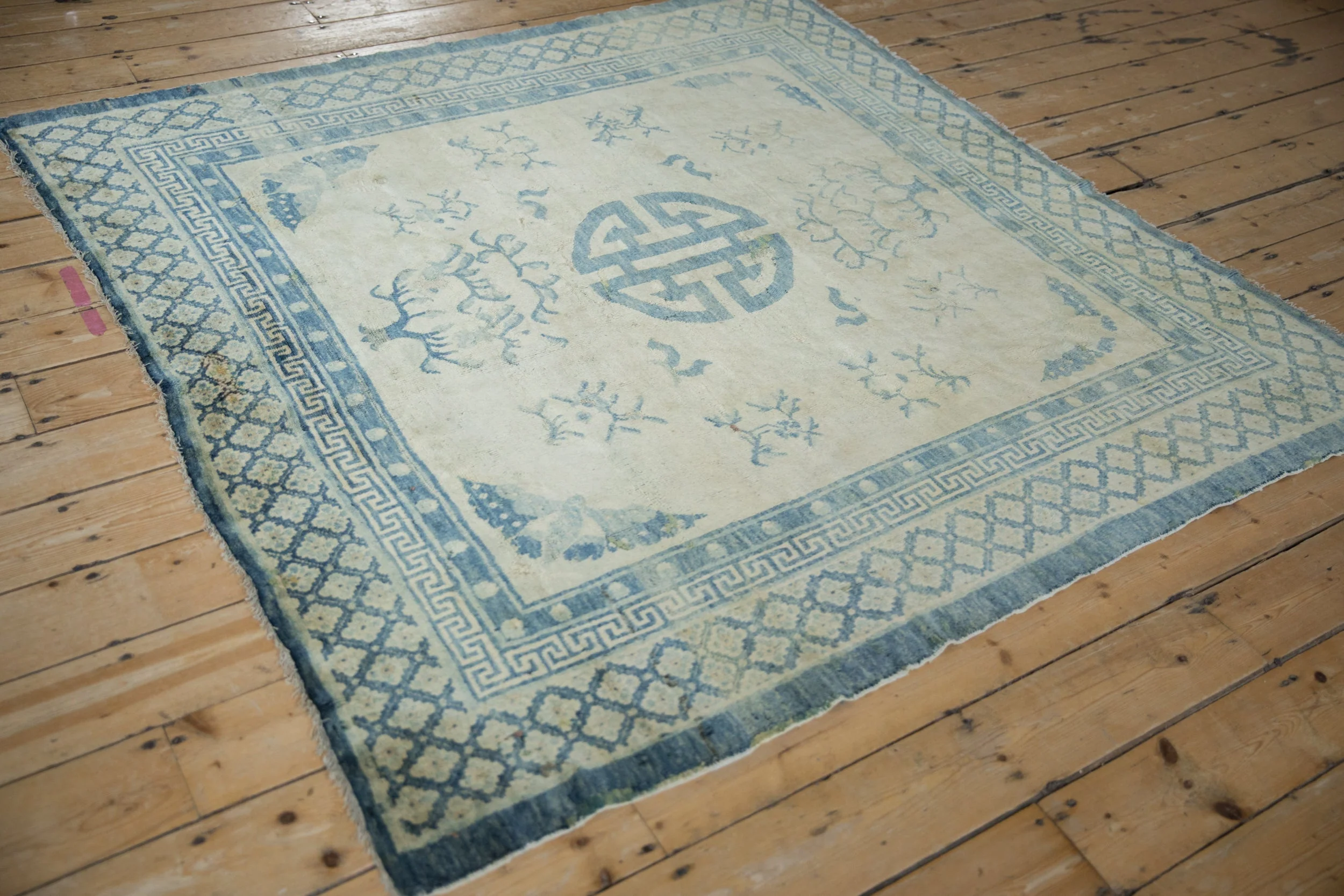6x6 Antique Distressed Peking Square Carpet - Image 6