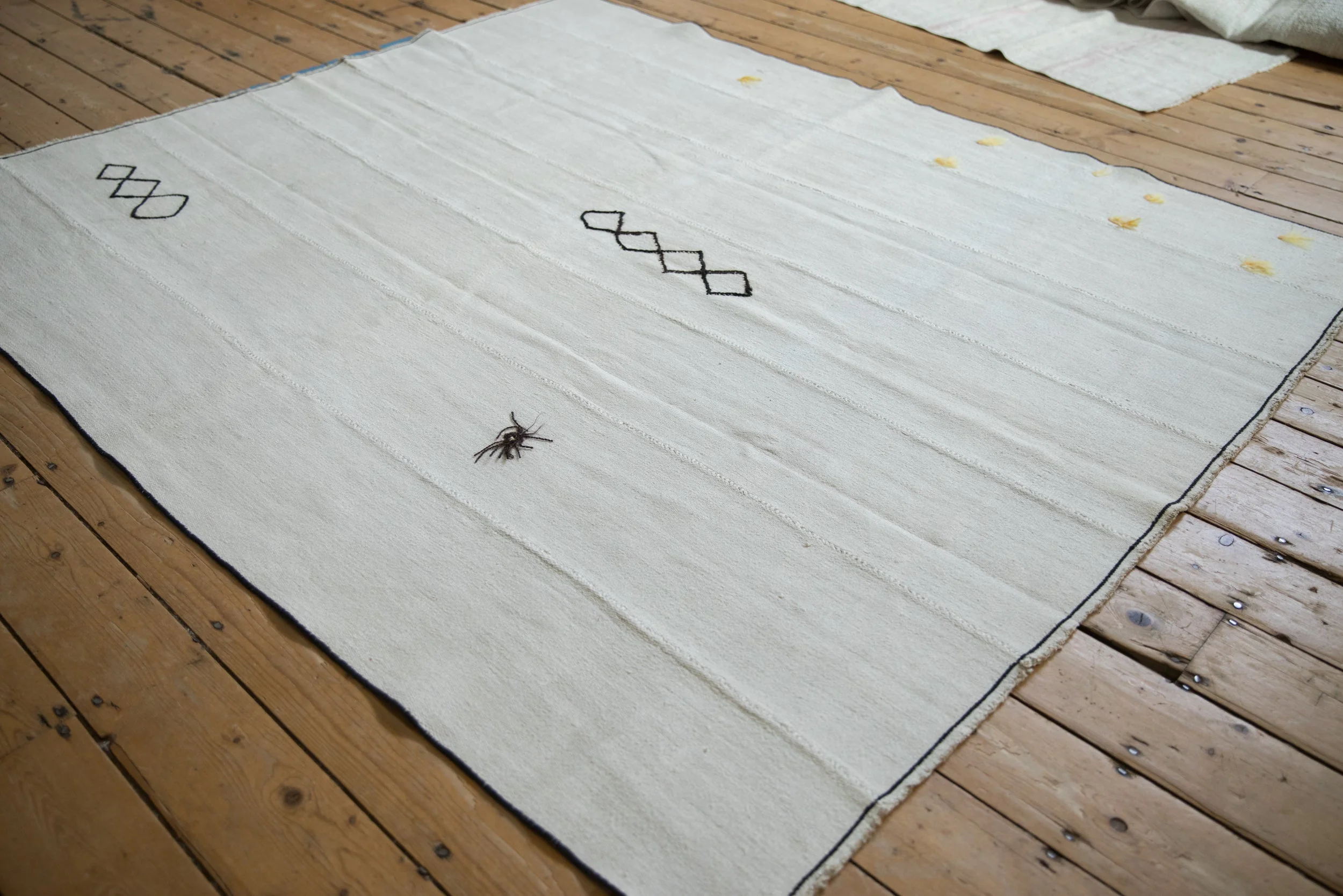 6x7 Vintage Hemp Kilim Square Carpet - Image 3