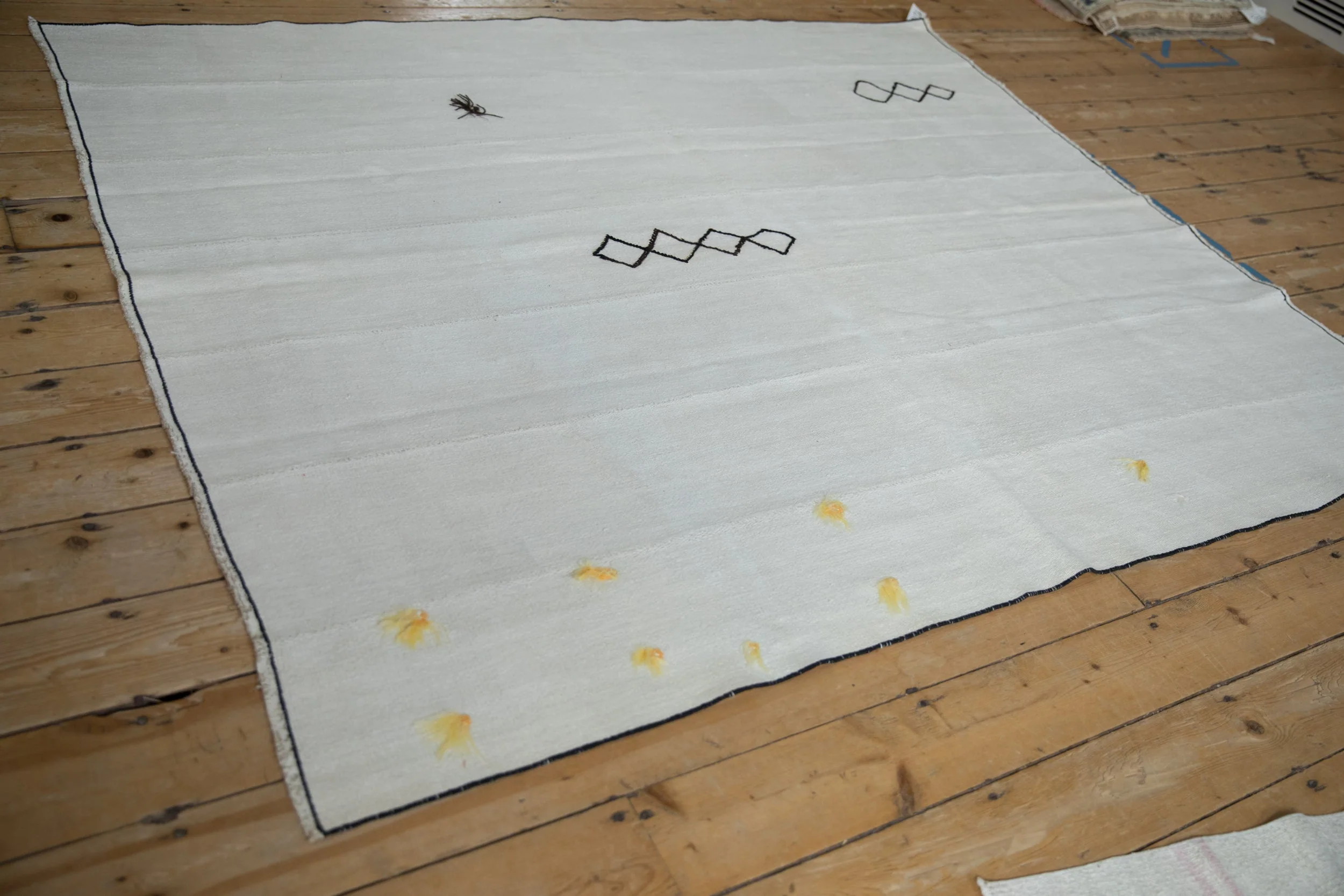 6x7 Vintage Hemp Kilim Square Carpet - Image 7