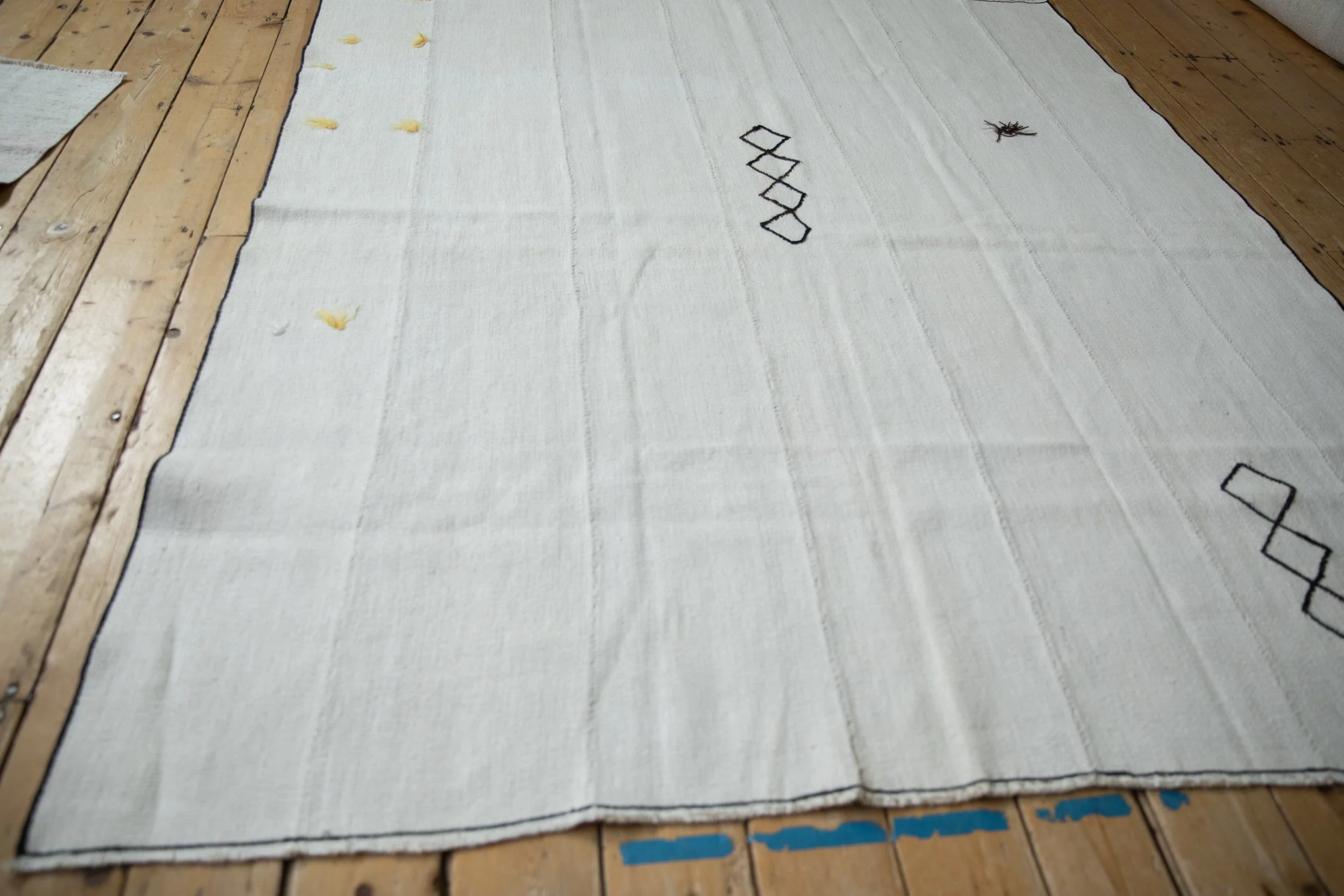 6x7 Vintage Hemp Kilim Square Carpet - Image 8