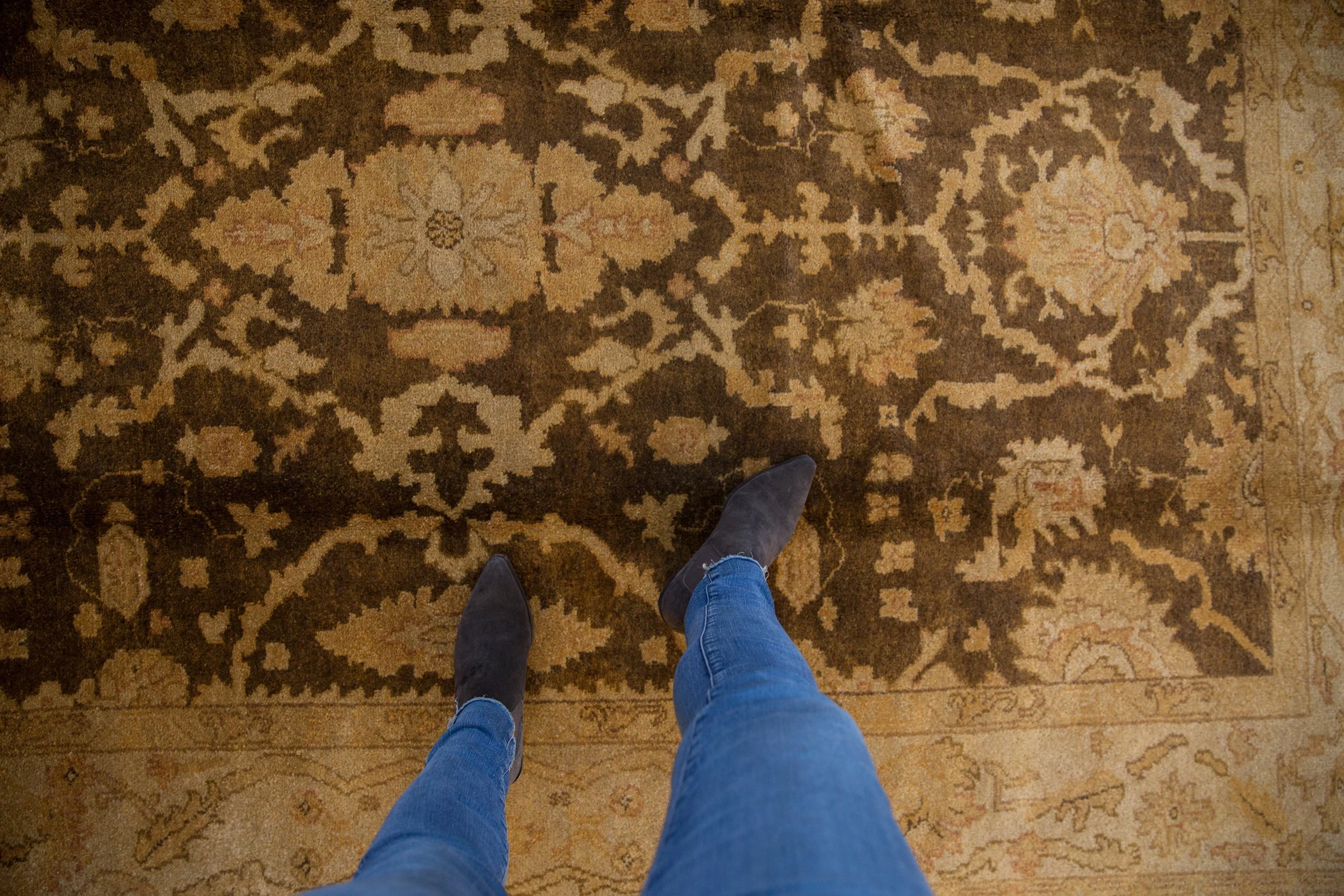 6x9.5 Gold Wash Indian Oushak Design Carpet - Image 2