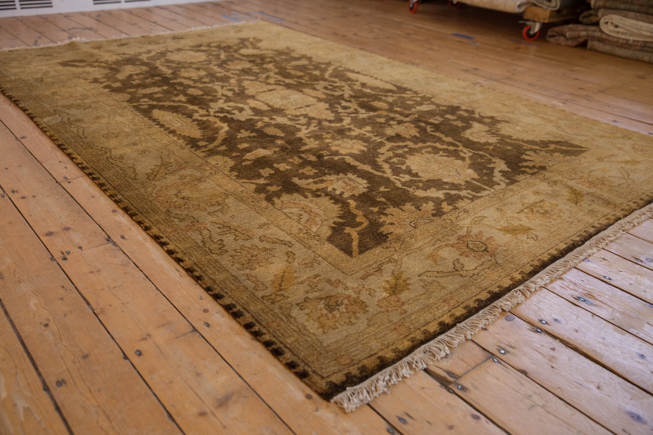 6x9.5 Gold Wash Indian Oushak Design Carpet - Image 4