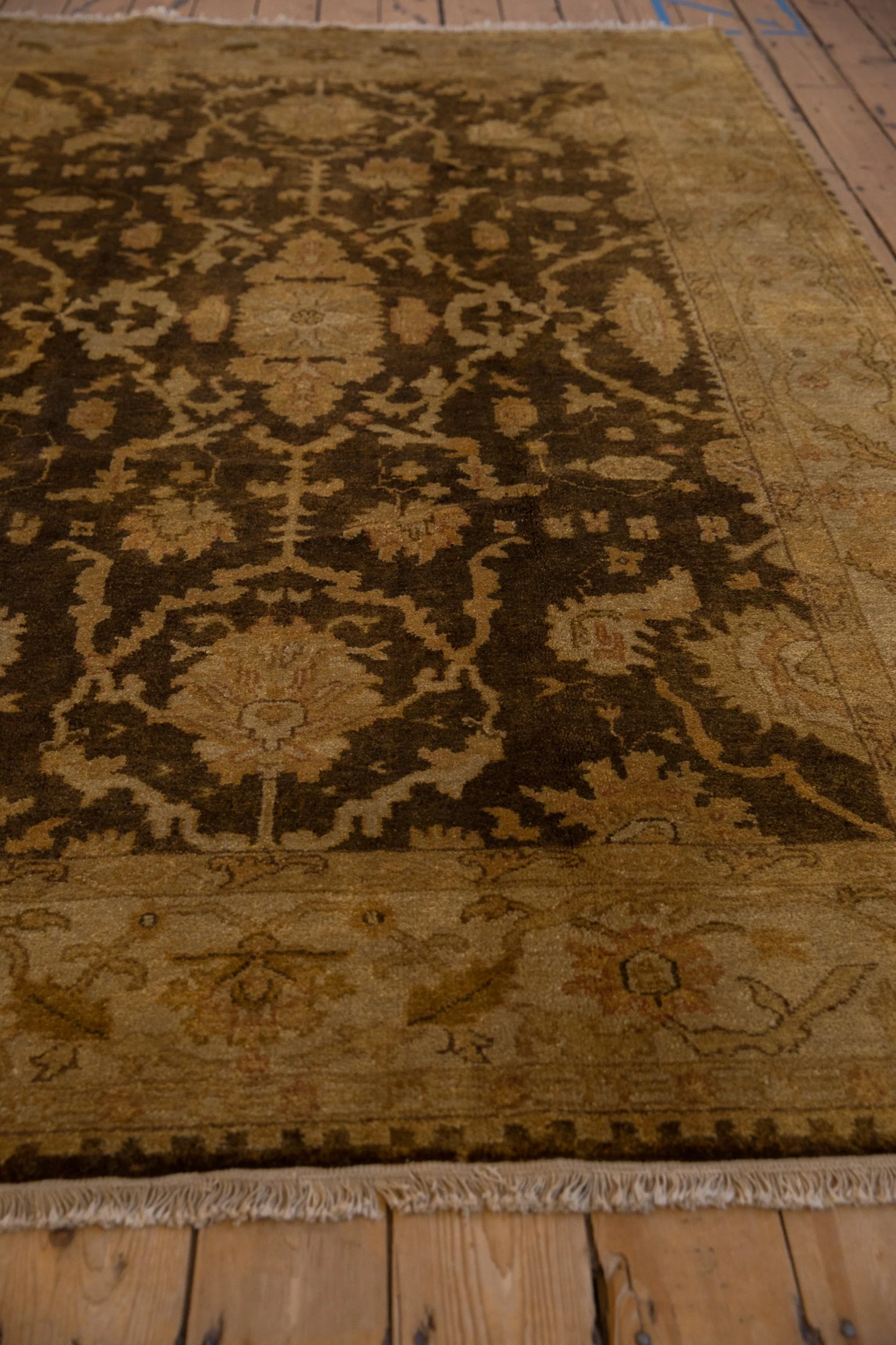 6x9.5 Gold Wash Indian Oushak Design Carpet - Image 5