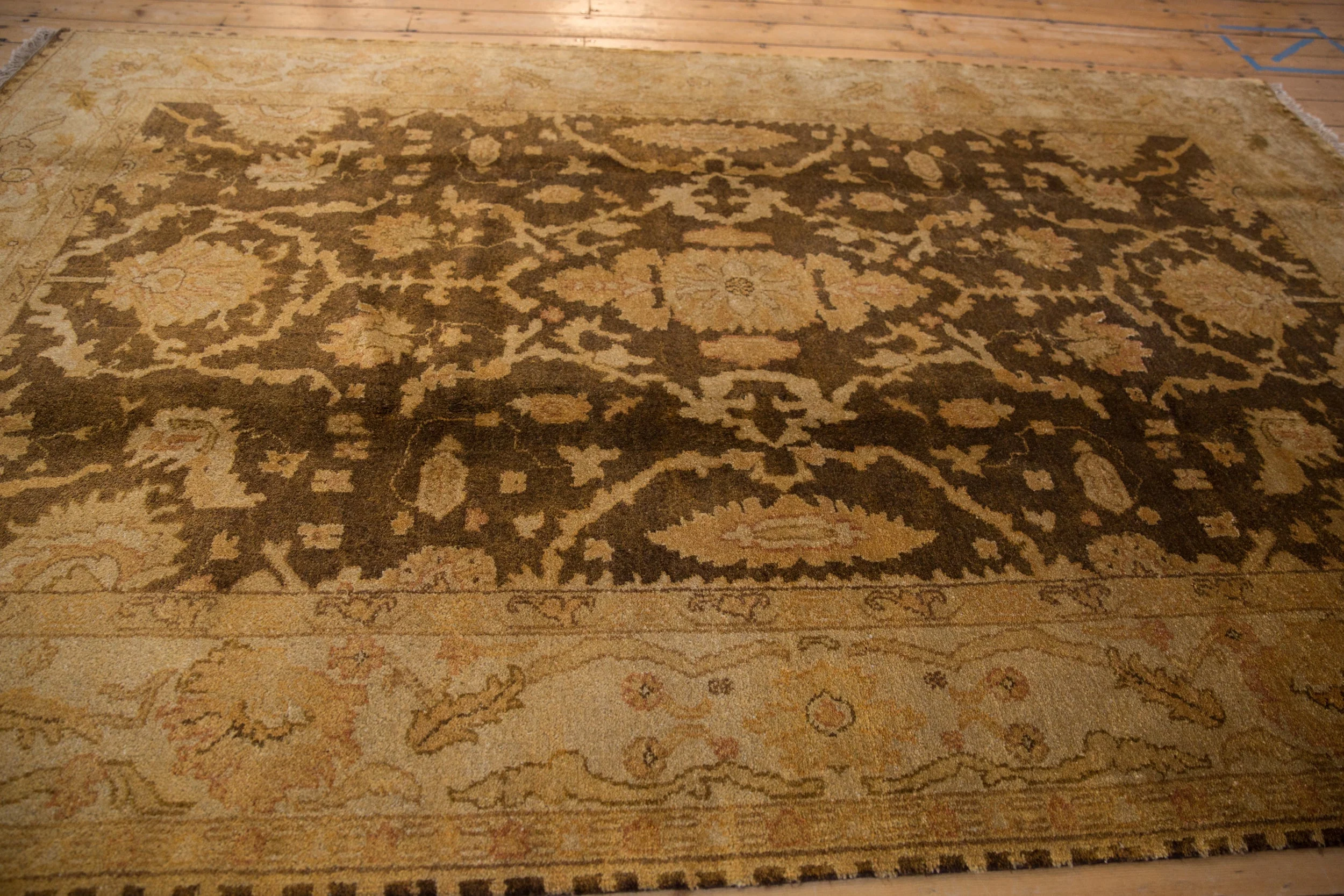 6x9.5 Gold Wash Indian Oushak Design Carpet - Image 6