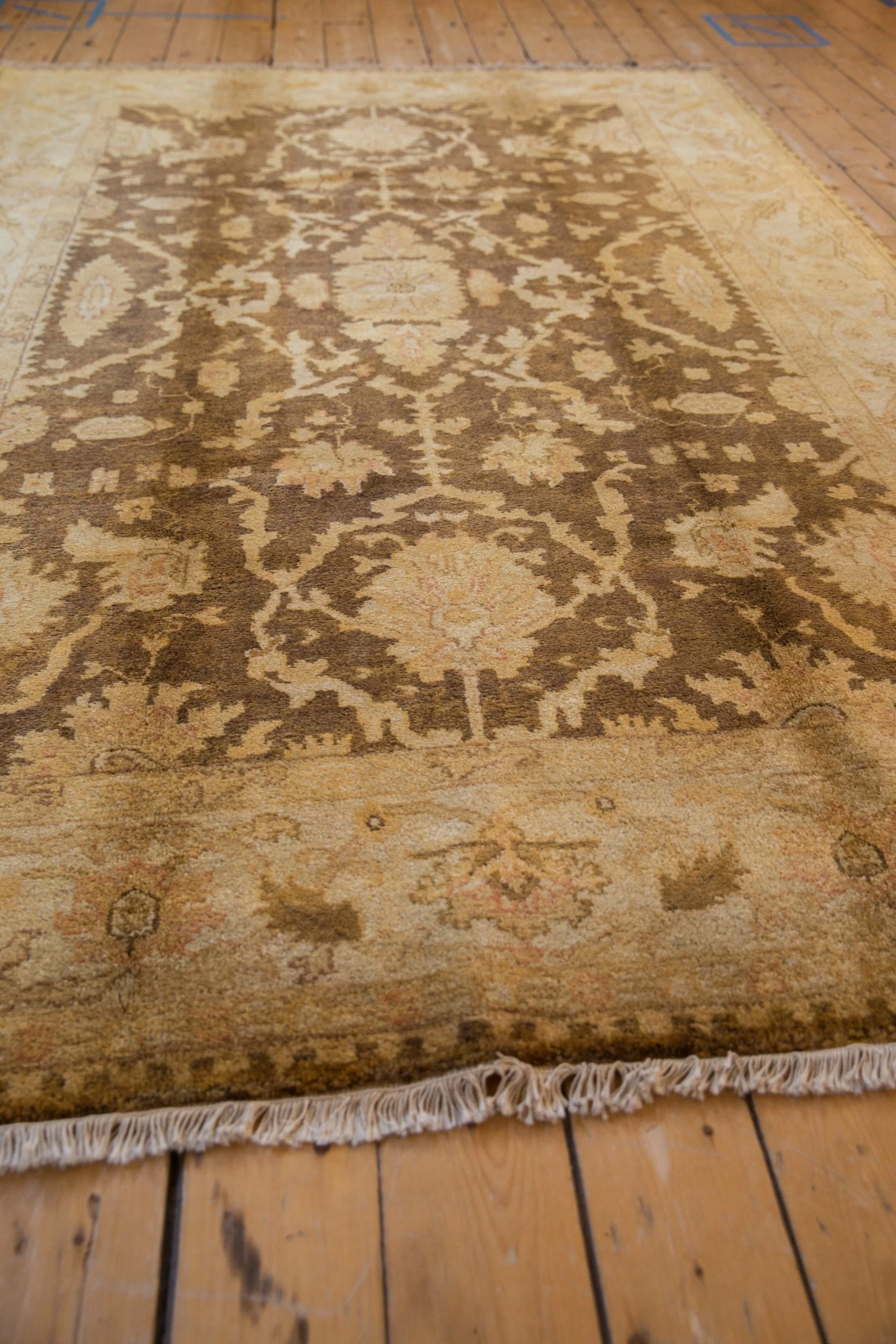 6x9.5 Gold Wash Indian Oushak Design Carpet - Image 7