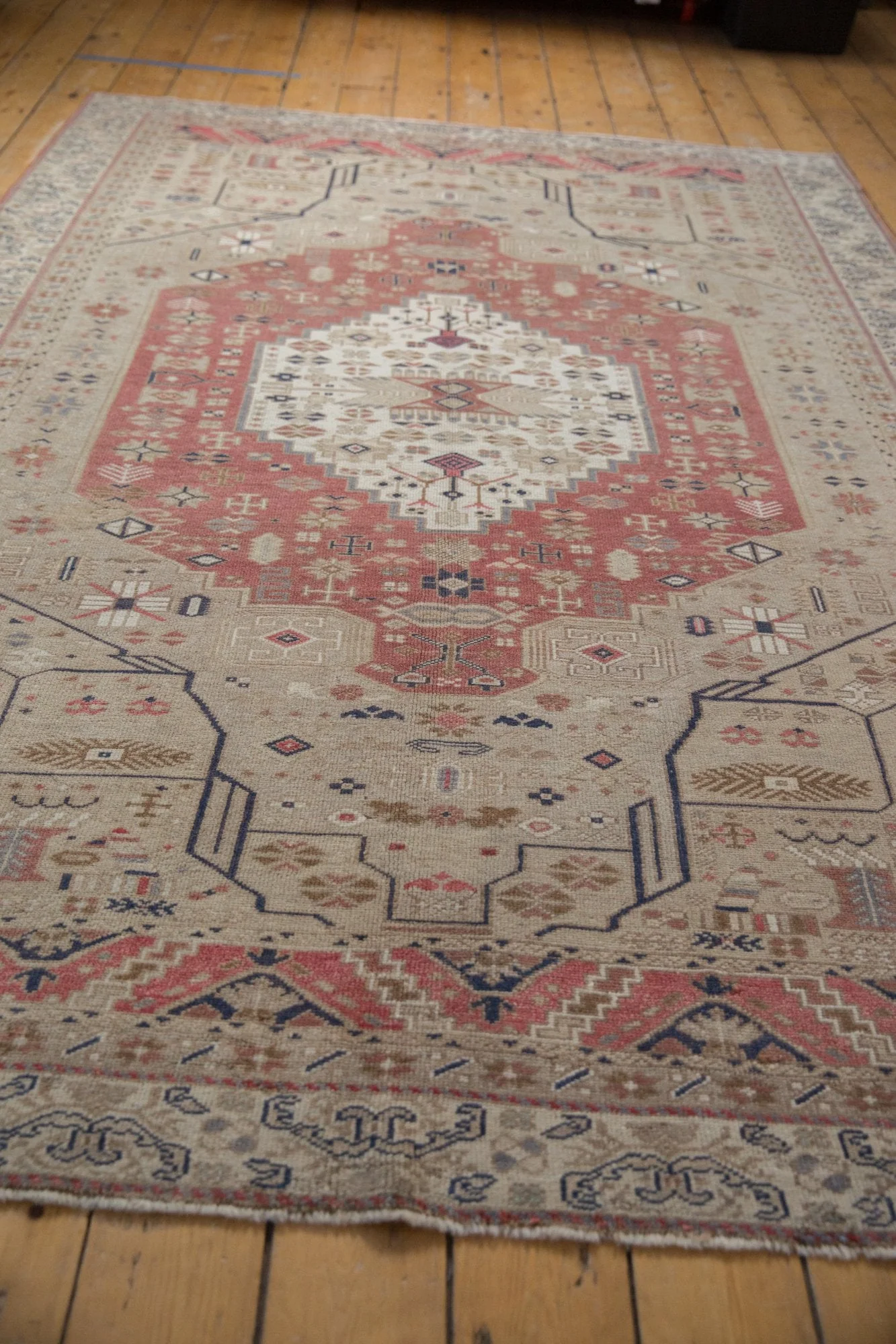 6x9.5 Vintage Distressed Oushak Carpet - Image 10