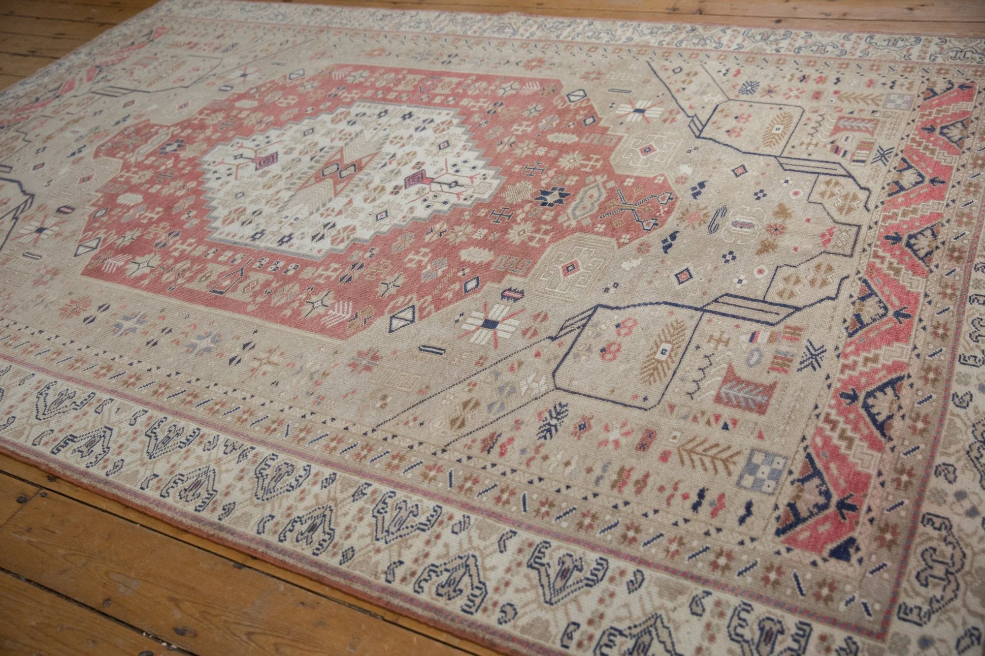 6x9.5 Vintage Distressed Oushak Carpet - Image 3