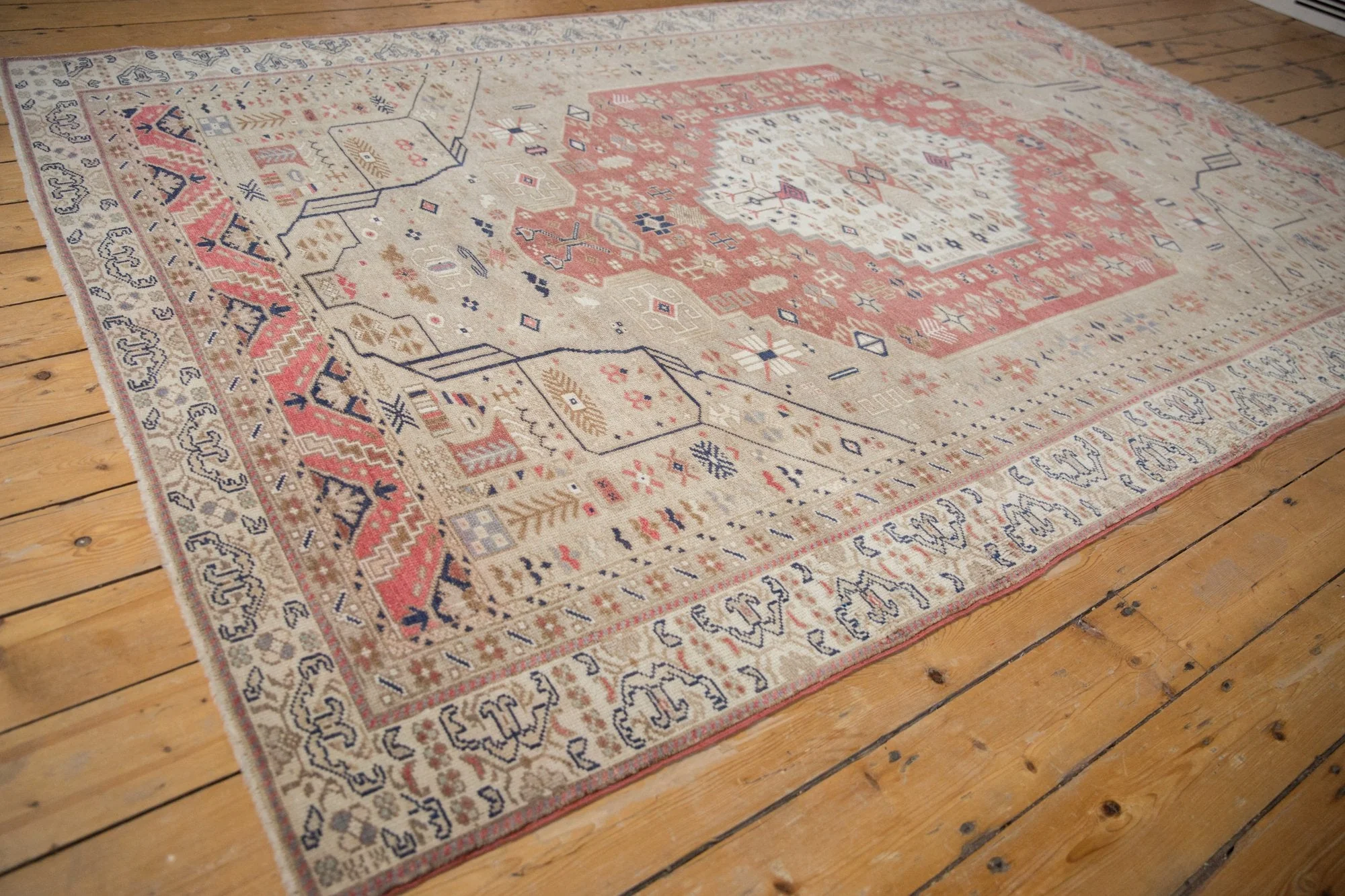6x9.5 Vintage Distressed Oushak Carpet - Image 7