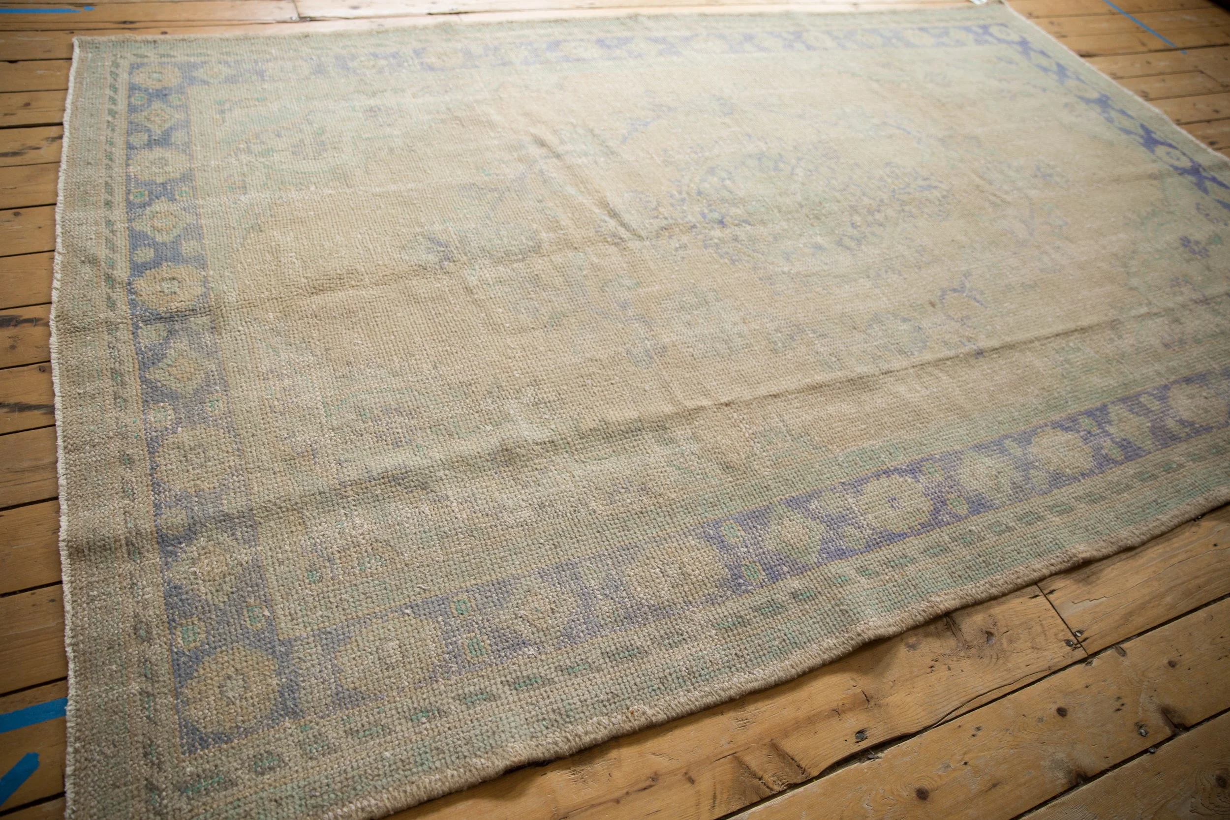 6x9.5 Vintage Distressed Oushak Carpet - Image 8