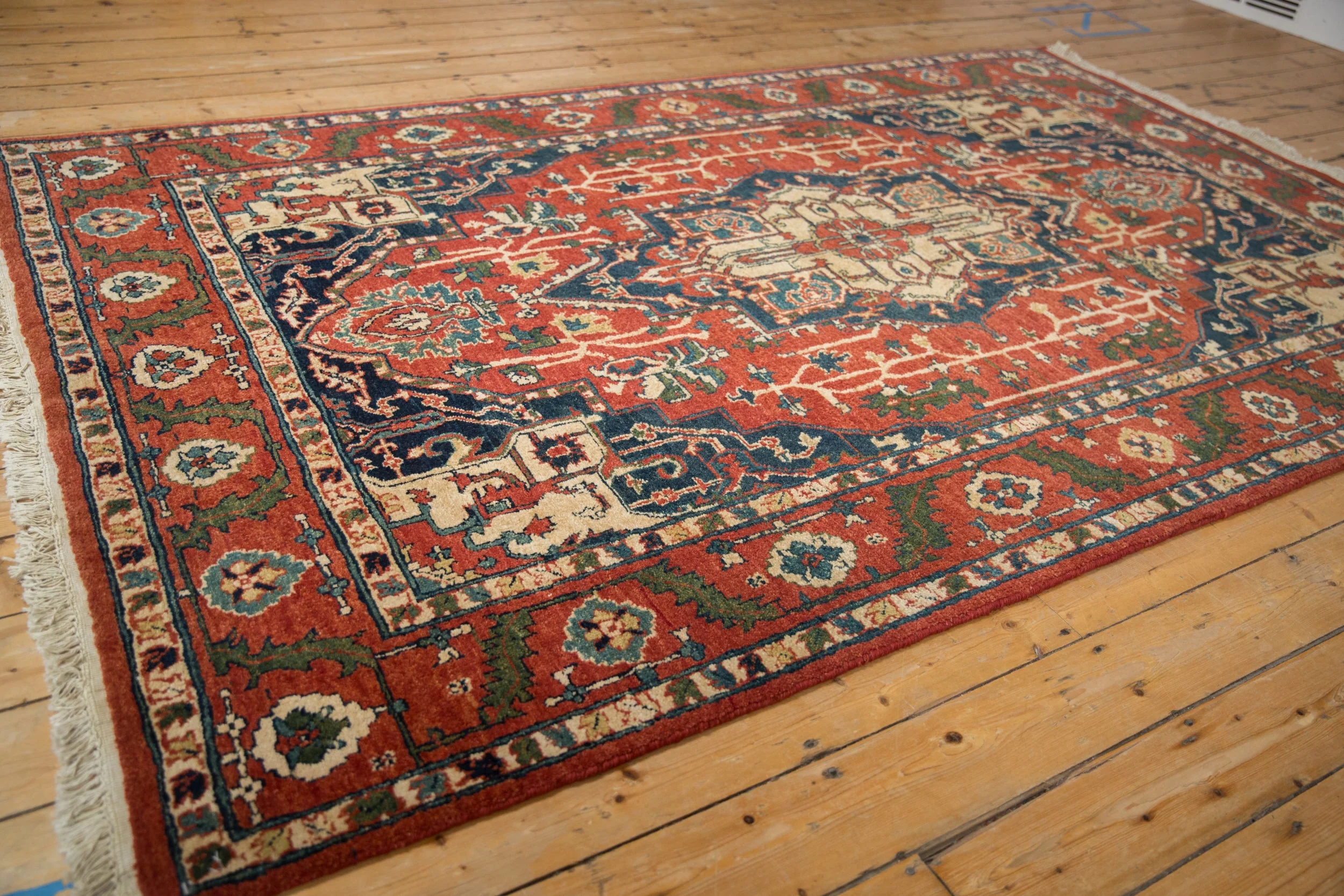 6x9.5 Vintage Indian Heriz Design Carpet - Image 10