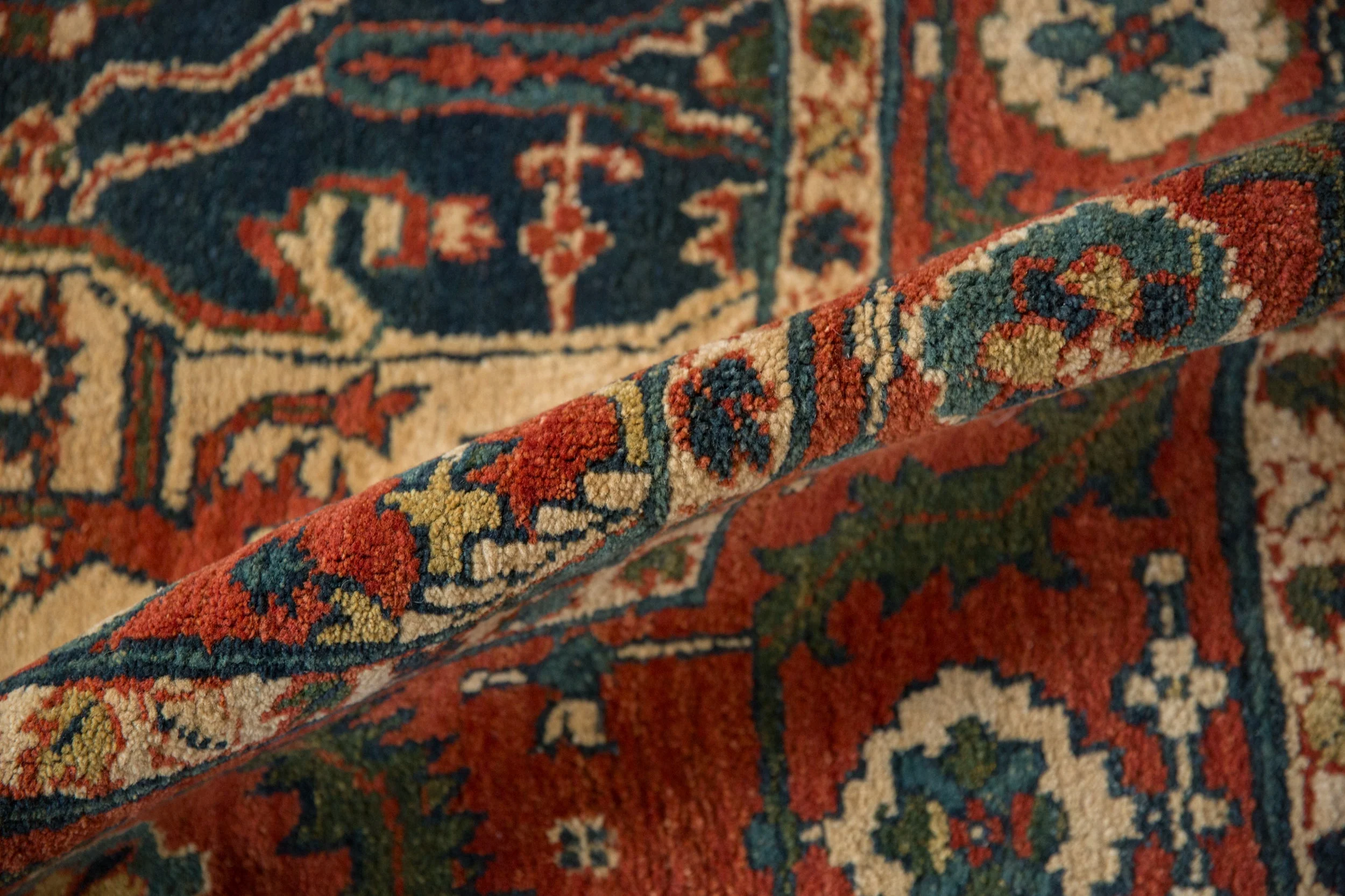 6x9.5 Vintage Indian Heriz Design Carpet - Image 11