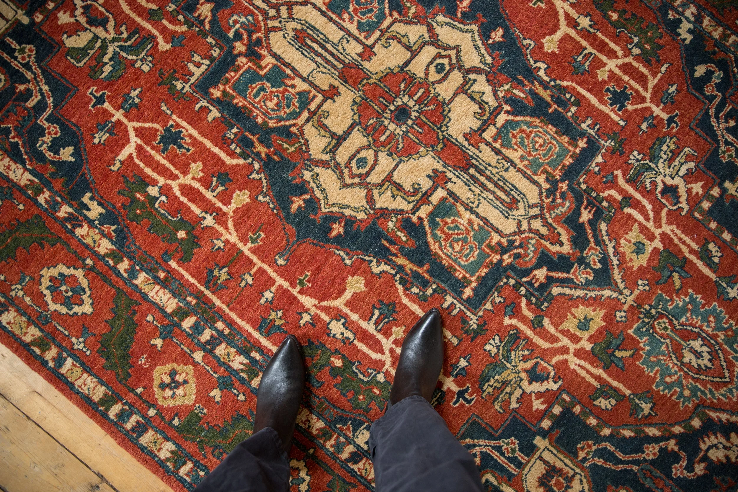 6x9.5 Vintage Indian Heriz Design Carpet - Image 2