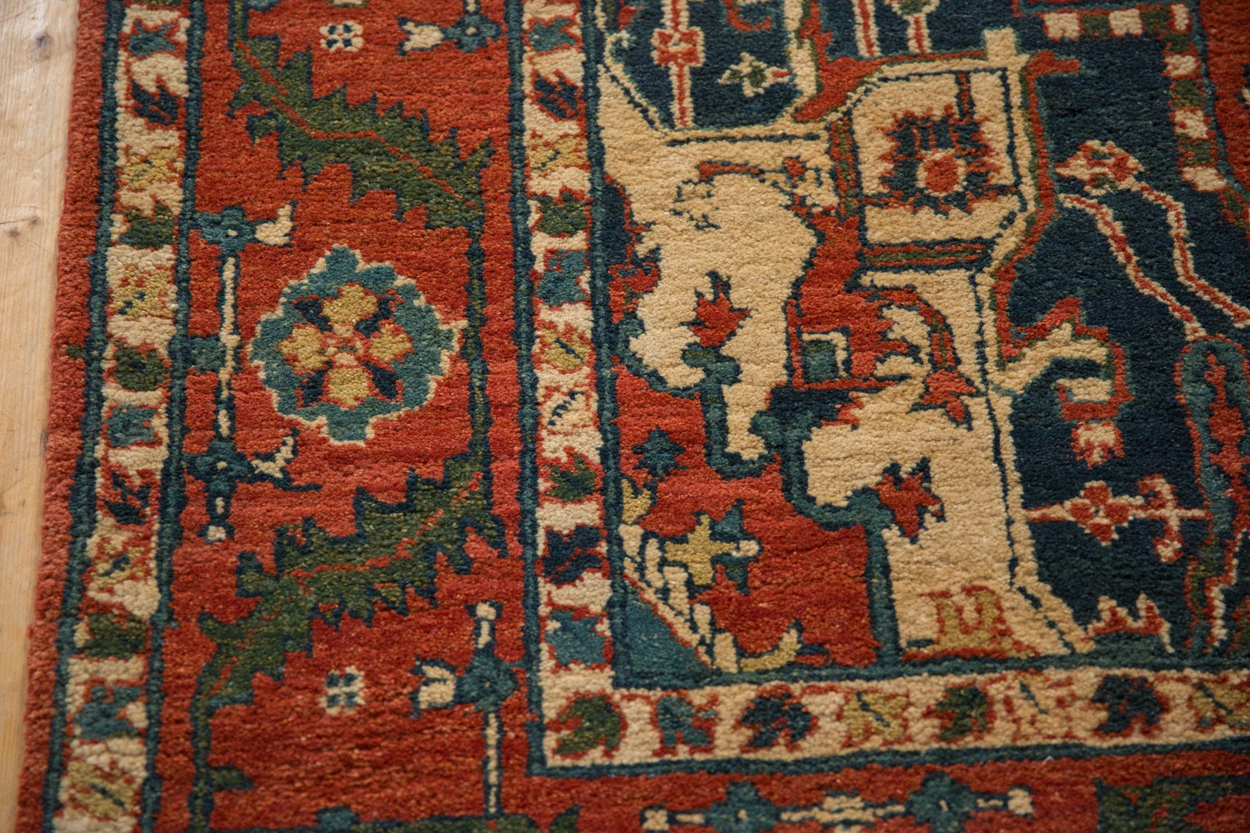 6x9.5 Vintage Indian Heriz Design Carpet - Image 4