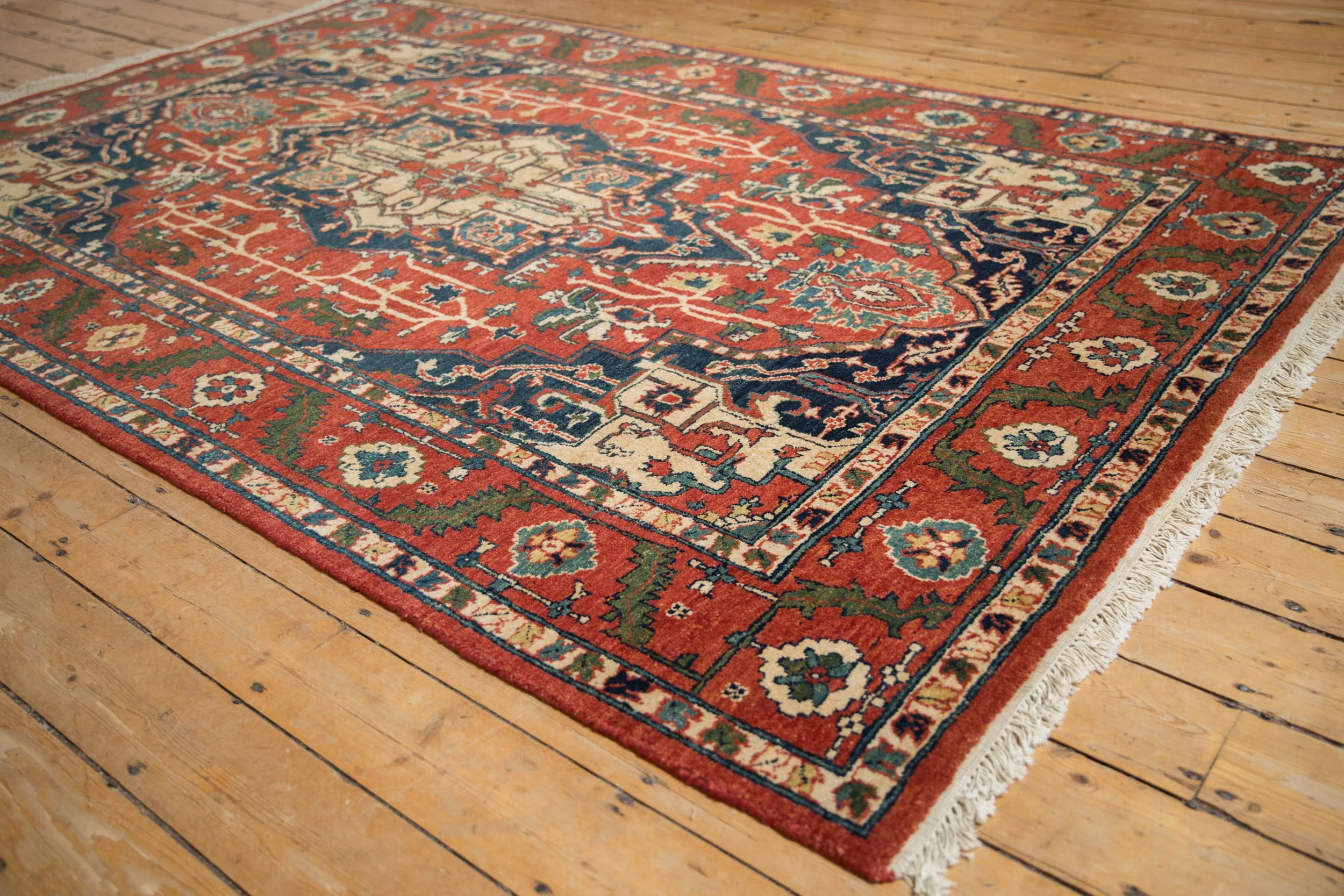 6x9.5 Vintage Indian Heriz Design Carpet - Image 5