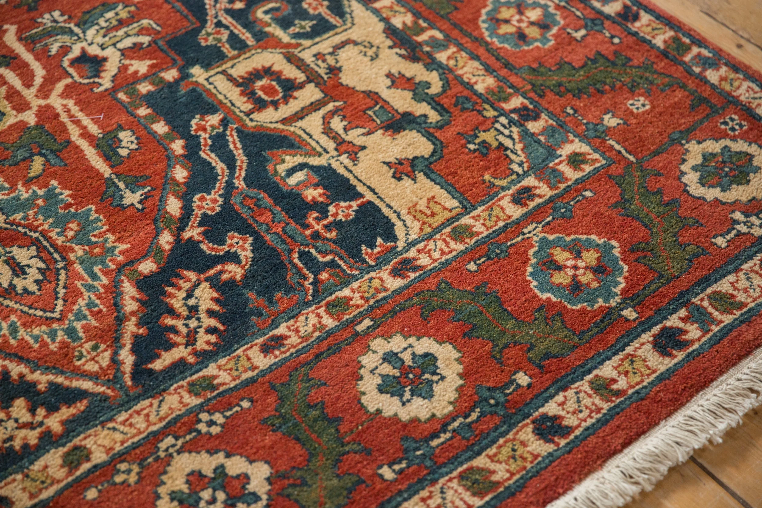 6x9.5 Vintage Indian Heriz Design Carpet - Image 7