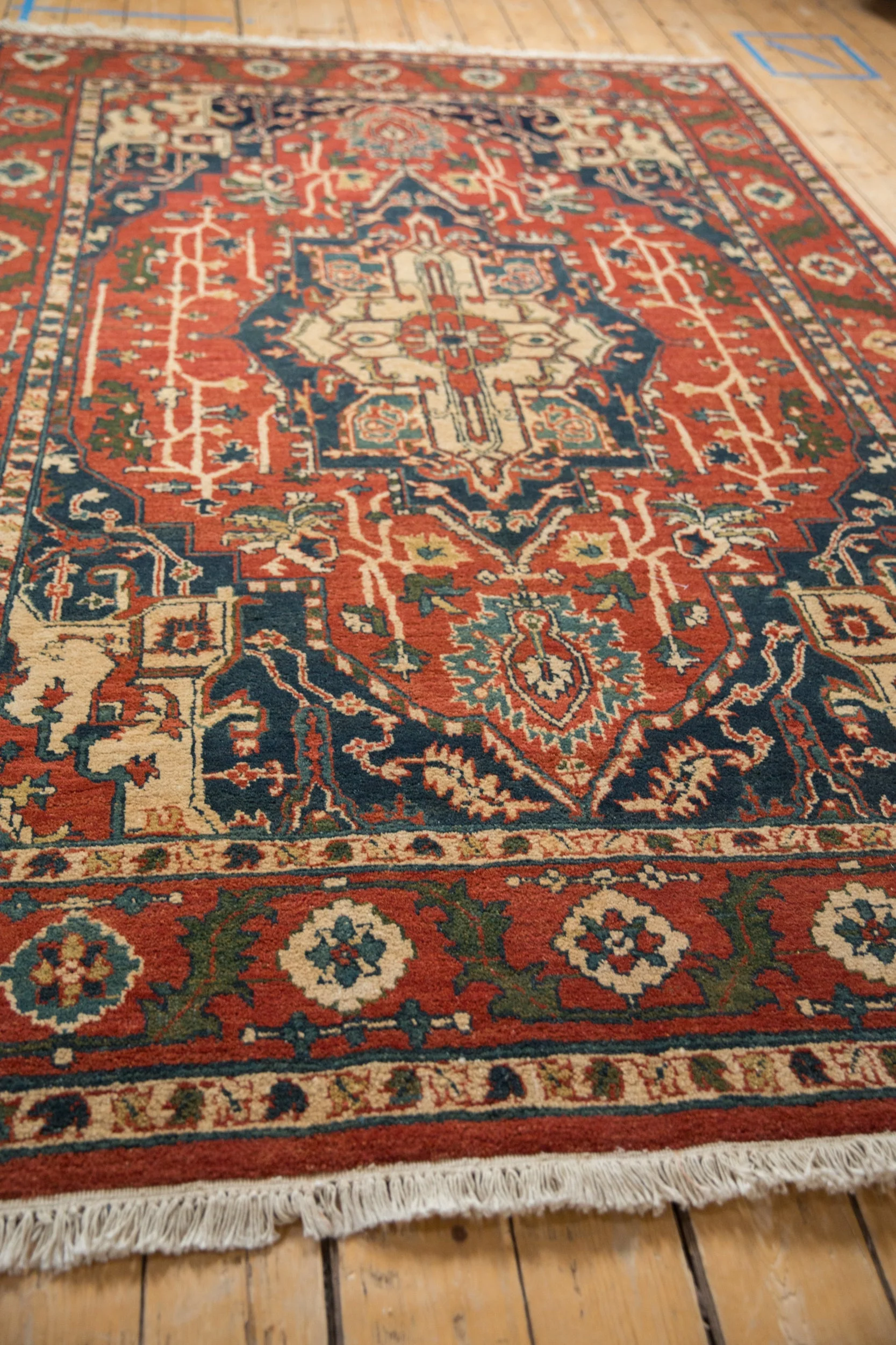 6x9.5 Vintage Indian Heriz Design Carpet - Image 8
