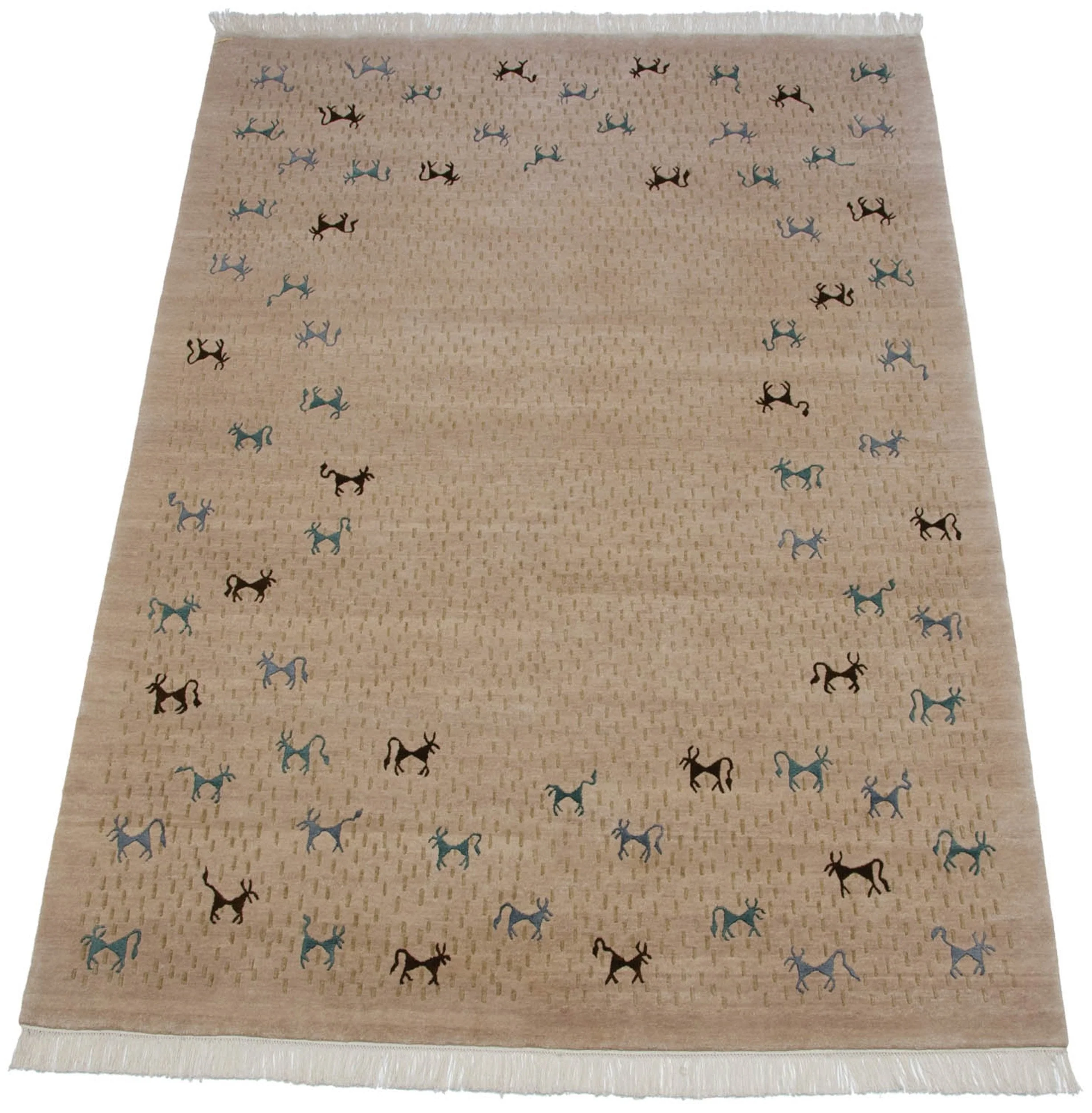 6x9 New Indian Folk Art Design Carpet - Image 2