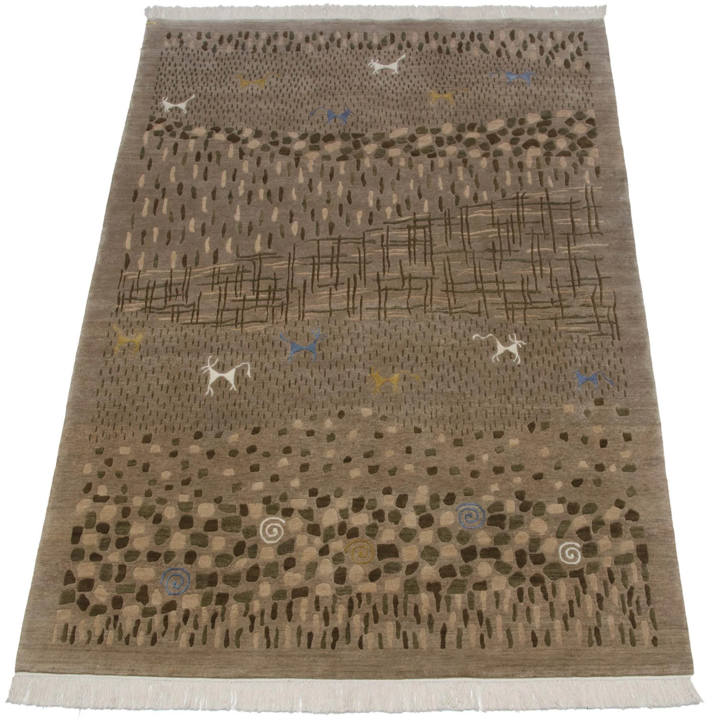 6x9 New Indian Folk Art Design Carpet - Image 2
