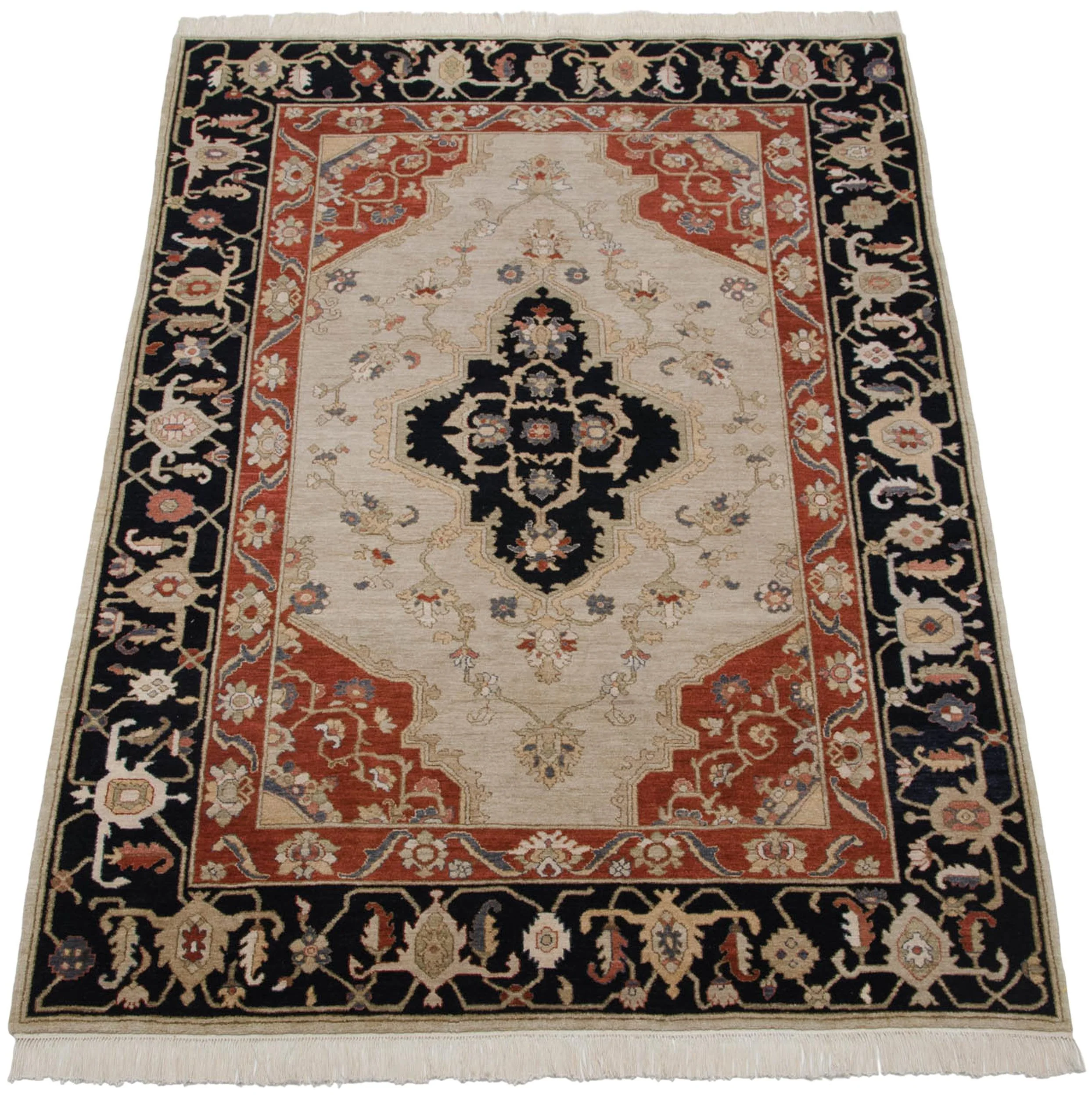 6x9 Vintage Armenian Serapi Design Carpet - Image 4