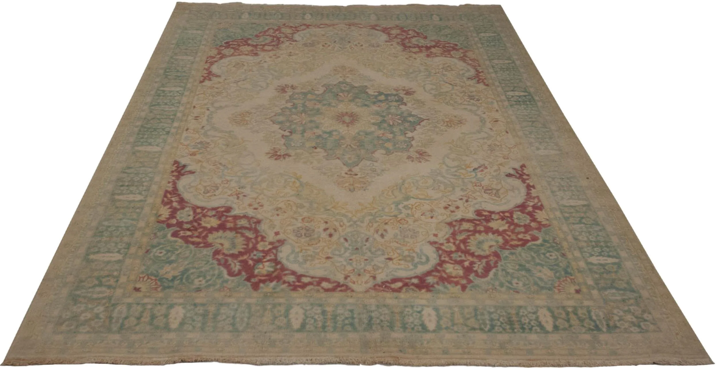 6x9 Vintage Distressed Bulgarian Kerman Design Carpet - Image 2