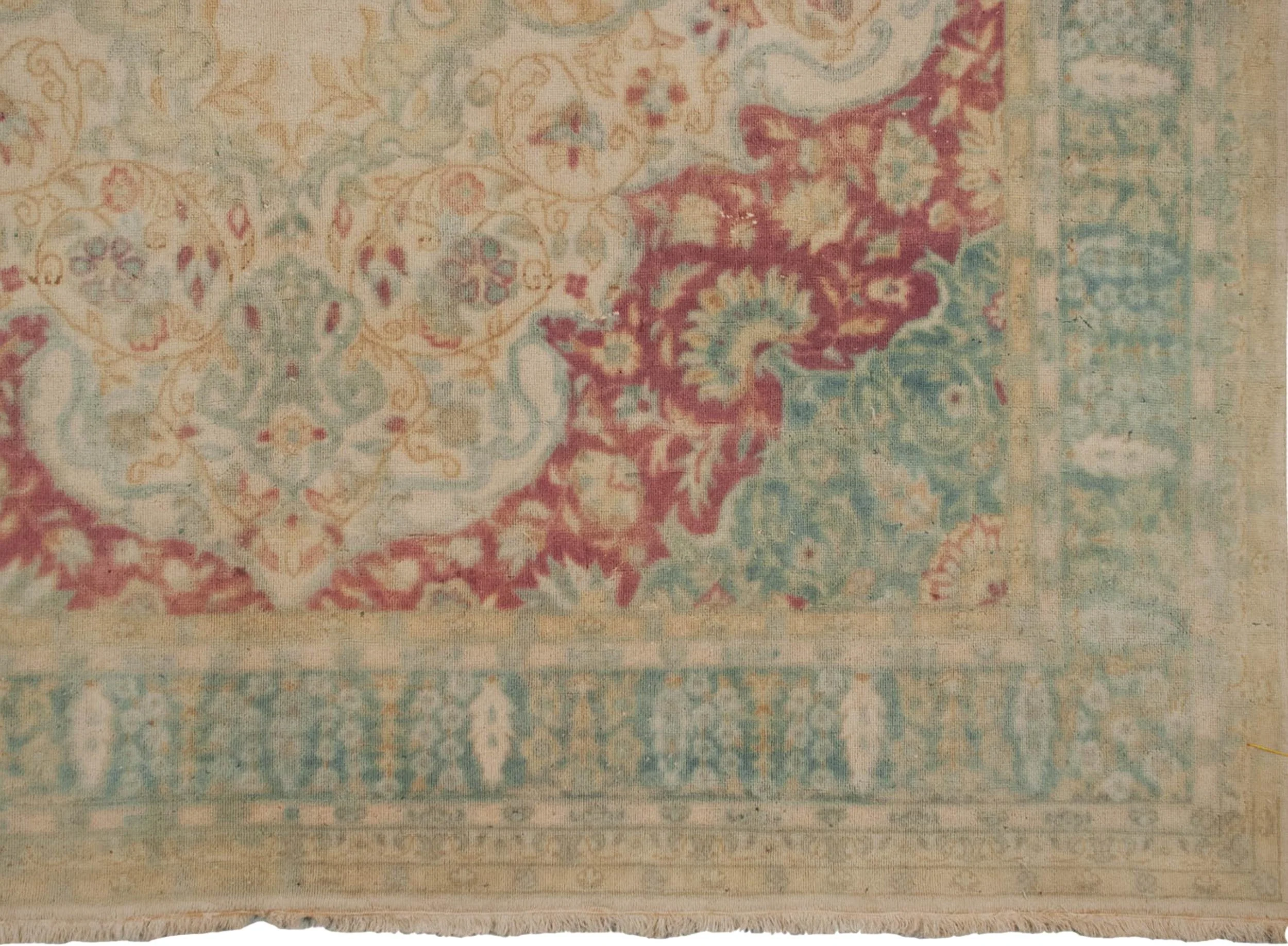 6x9 Vintage Distressed Bulgarian Kerman Design Carpet - Image 4
