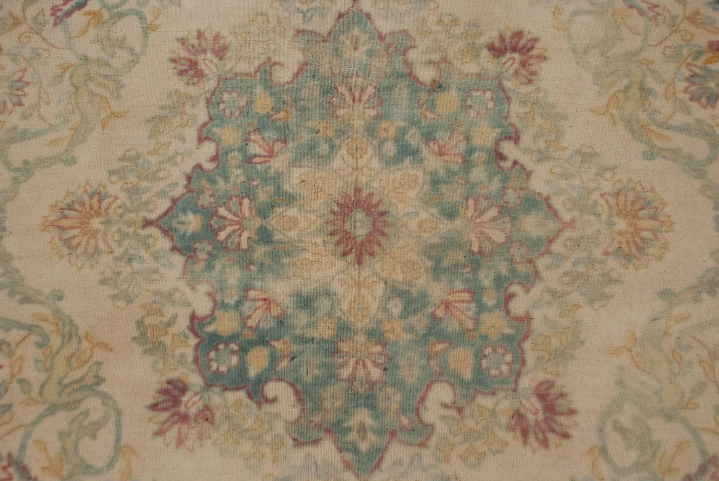 6x9 Vintage Distressed Bulgarian Kerman Design Carpet - Image 7
