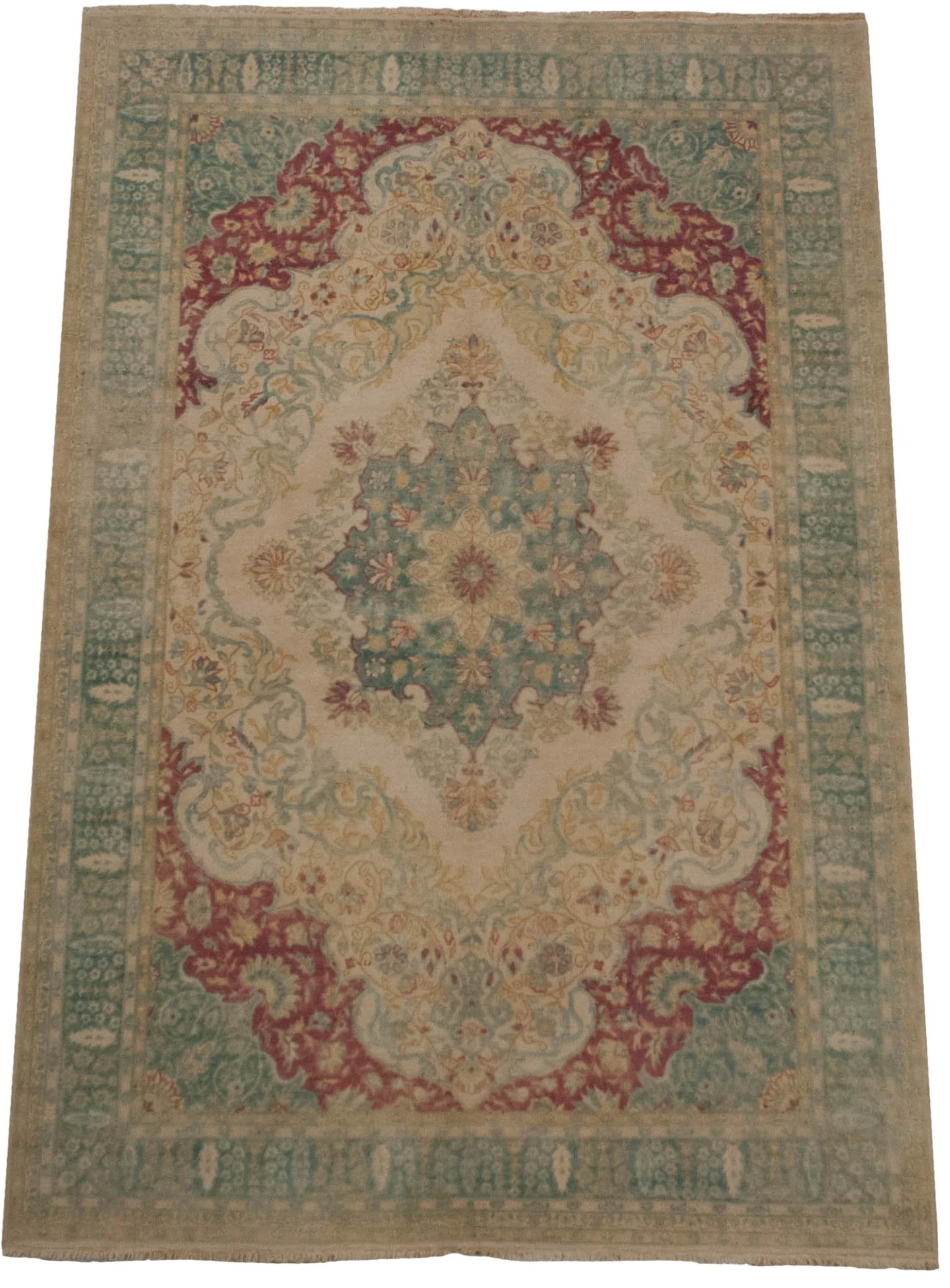 6x9 Vintage Distressed Bulgarian Kerman Design Carpet - Image 9