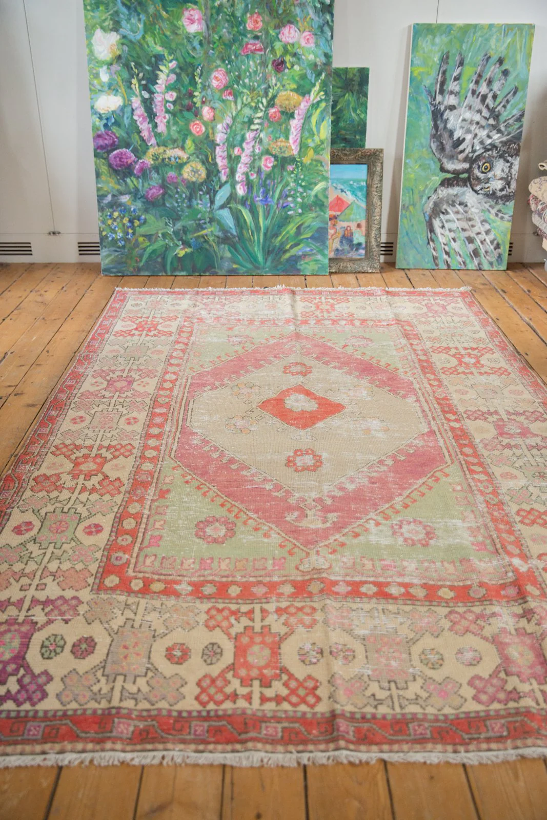 6x9 Vintage Distressed Oushak Carpet - Image 5
