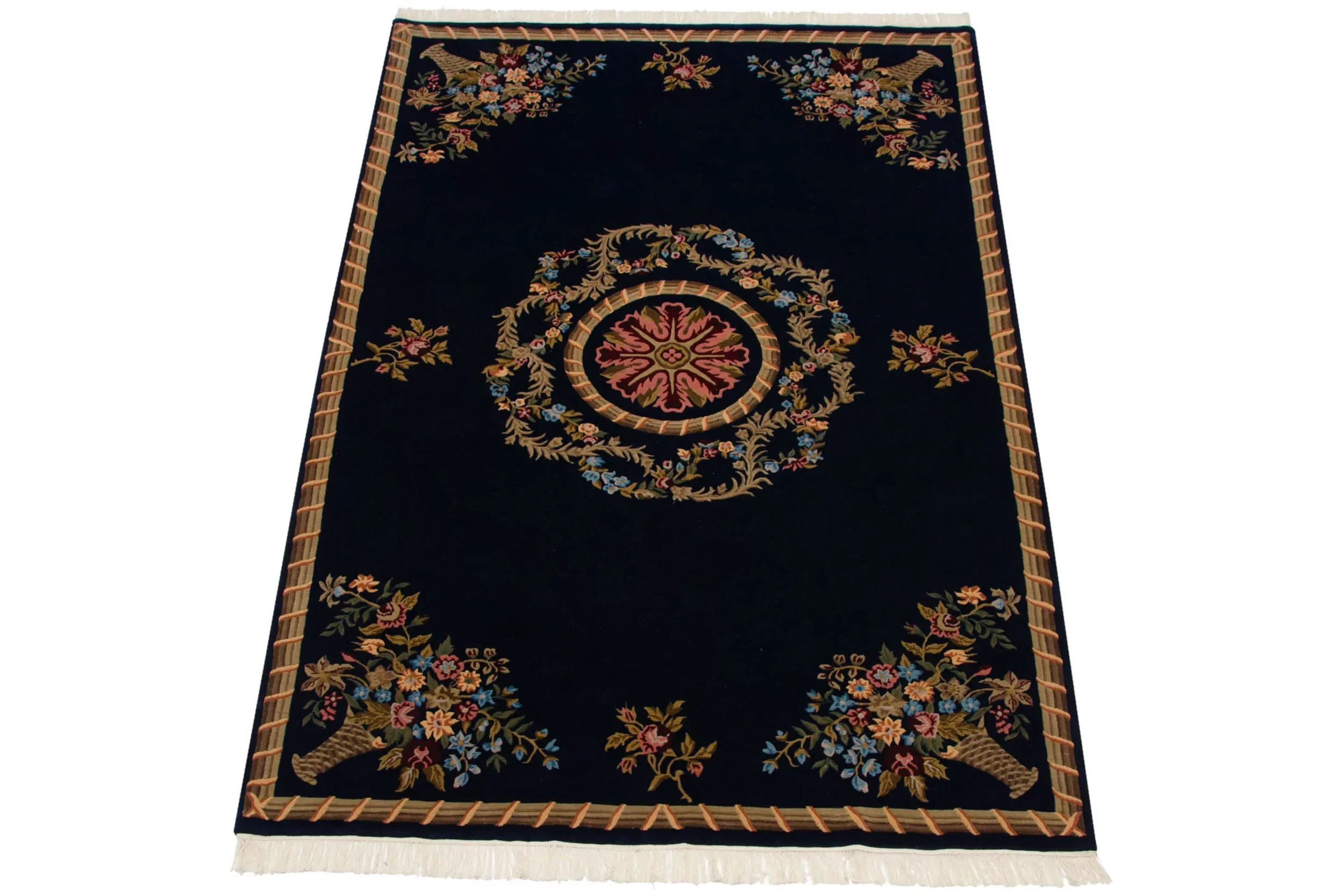6x9 Vintage Indian Aubusson Design Carpet - Image 10