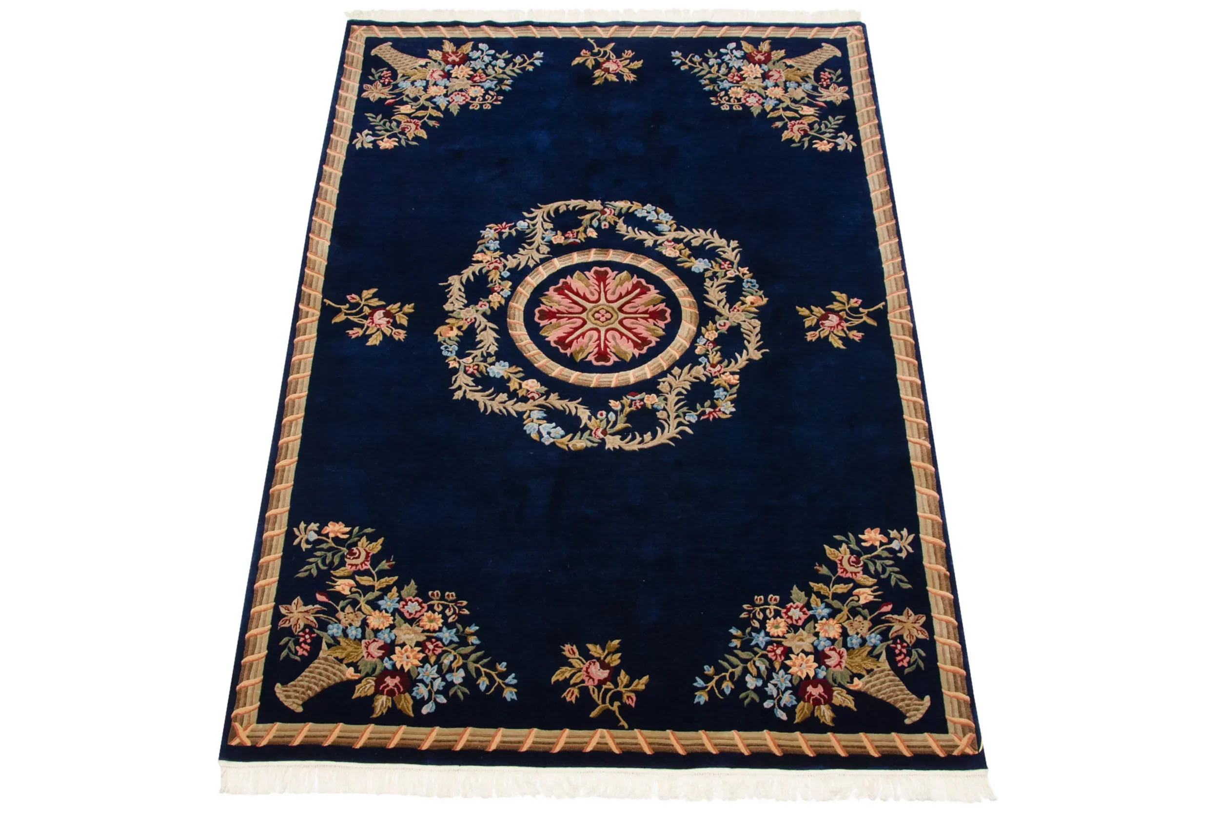 6x9 Vintage Indian Aubusson Design Carpet - Image 11