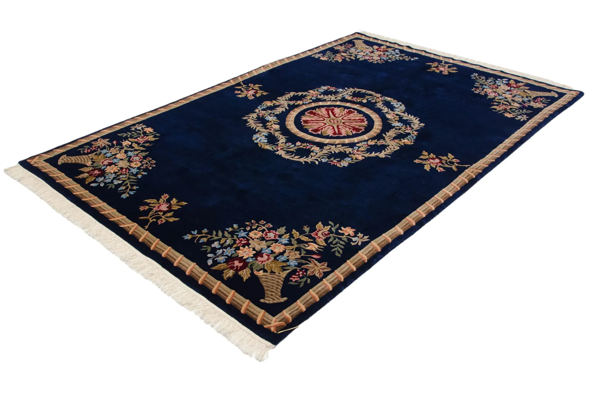6x9 Vintage Indian Aubusson Design Carpet - Image 3