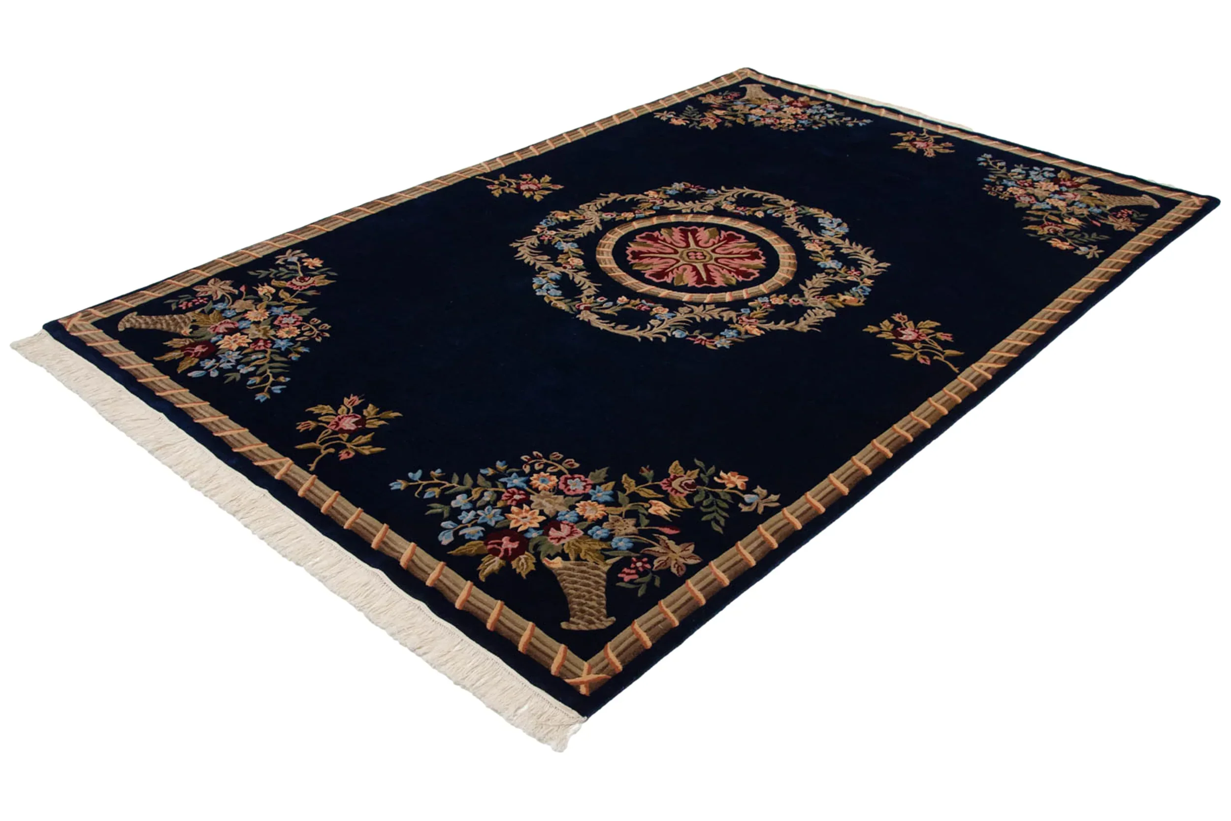 6x9 Vintage Indian Aubusson Design Carpet - Image 4