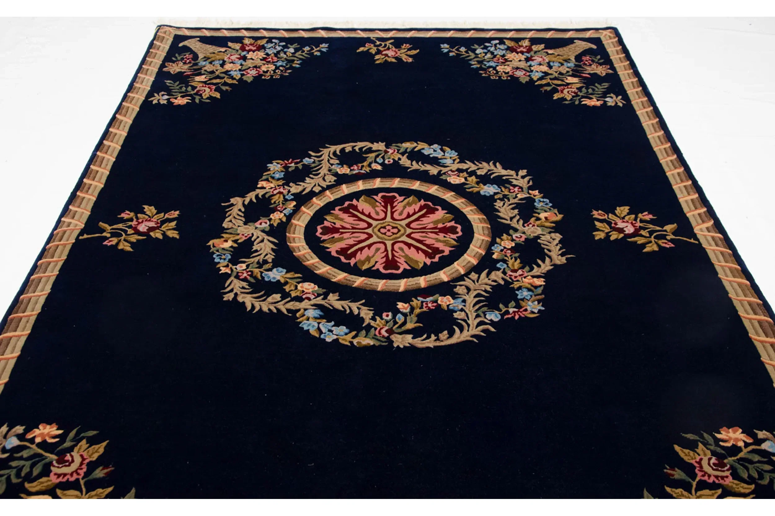 6x9 Vintage Indian Aubusson Design Carpet - Image 9