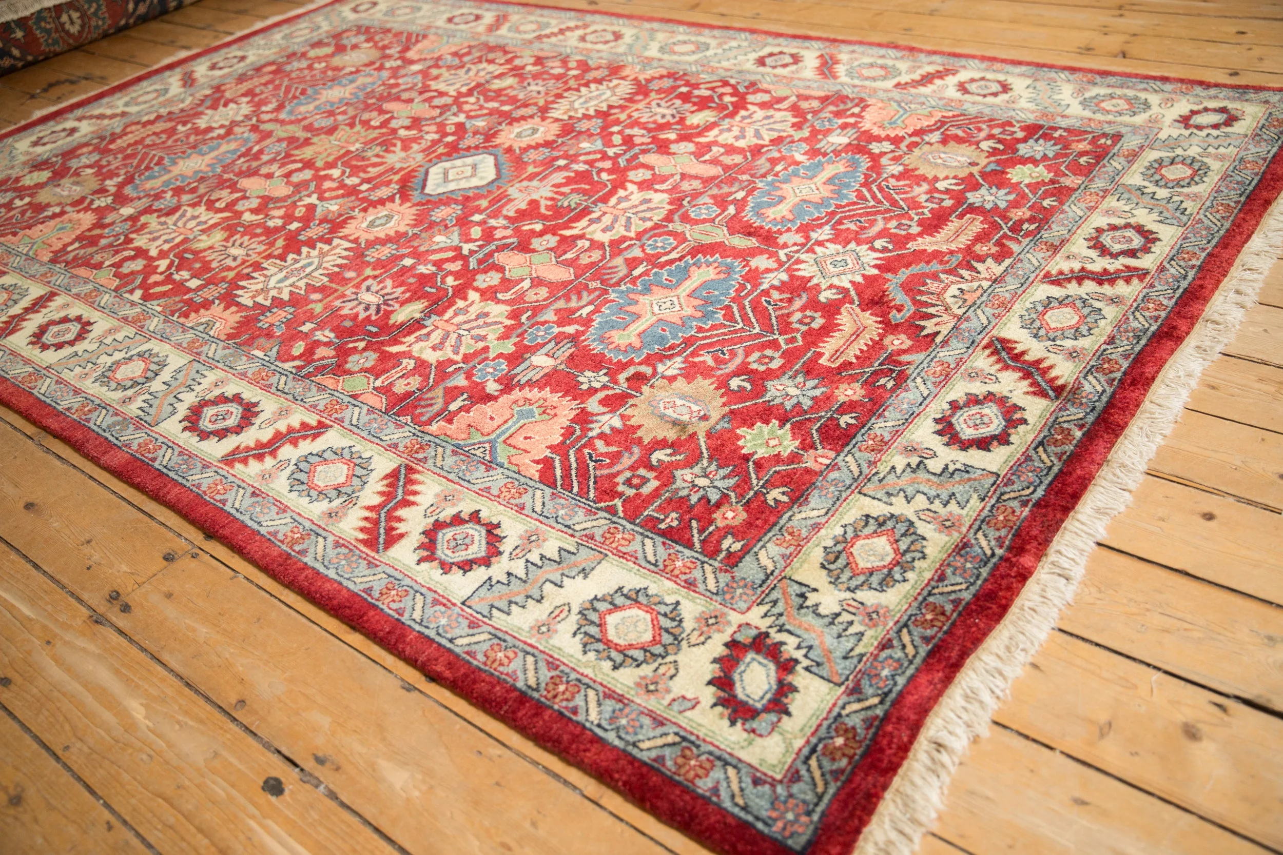 6x9 Vintage Indian Heriz Design Carpet - Image 10