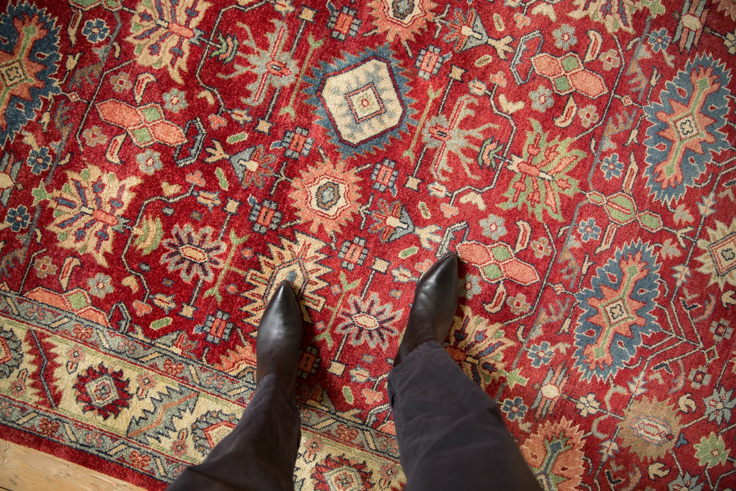 6x9 Vintage Indian Heriz Design Carpet - Image 2