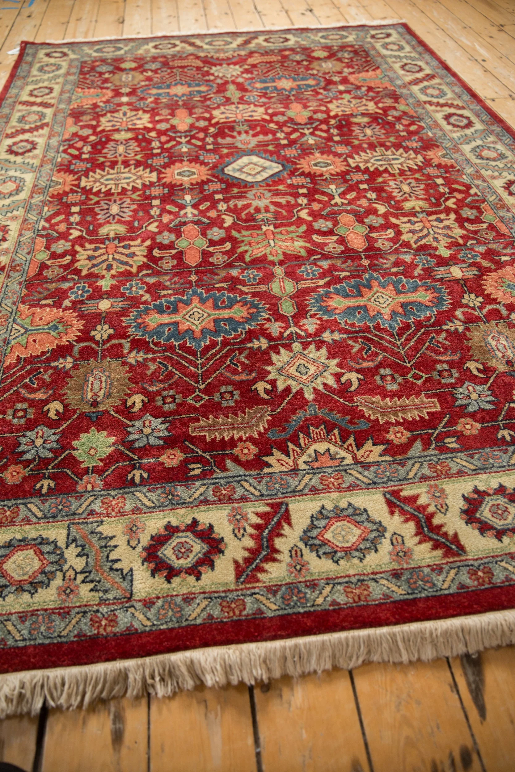6x9 Vintage Indian Heriz Design Carpet - Image 6