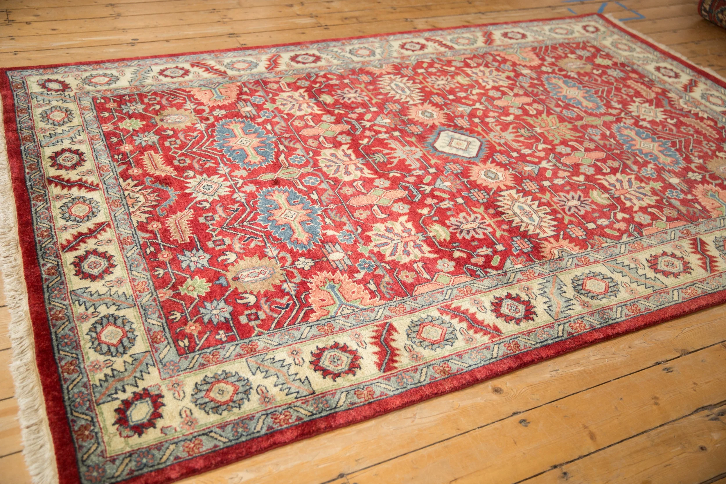 6x9 Vintage Indian Heriz Design Carpet - Image 7
