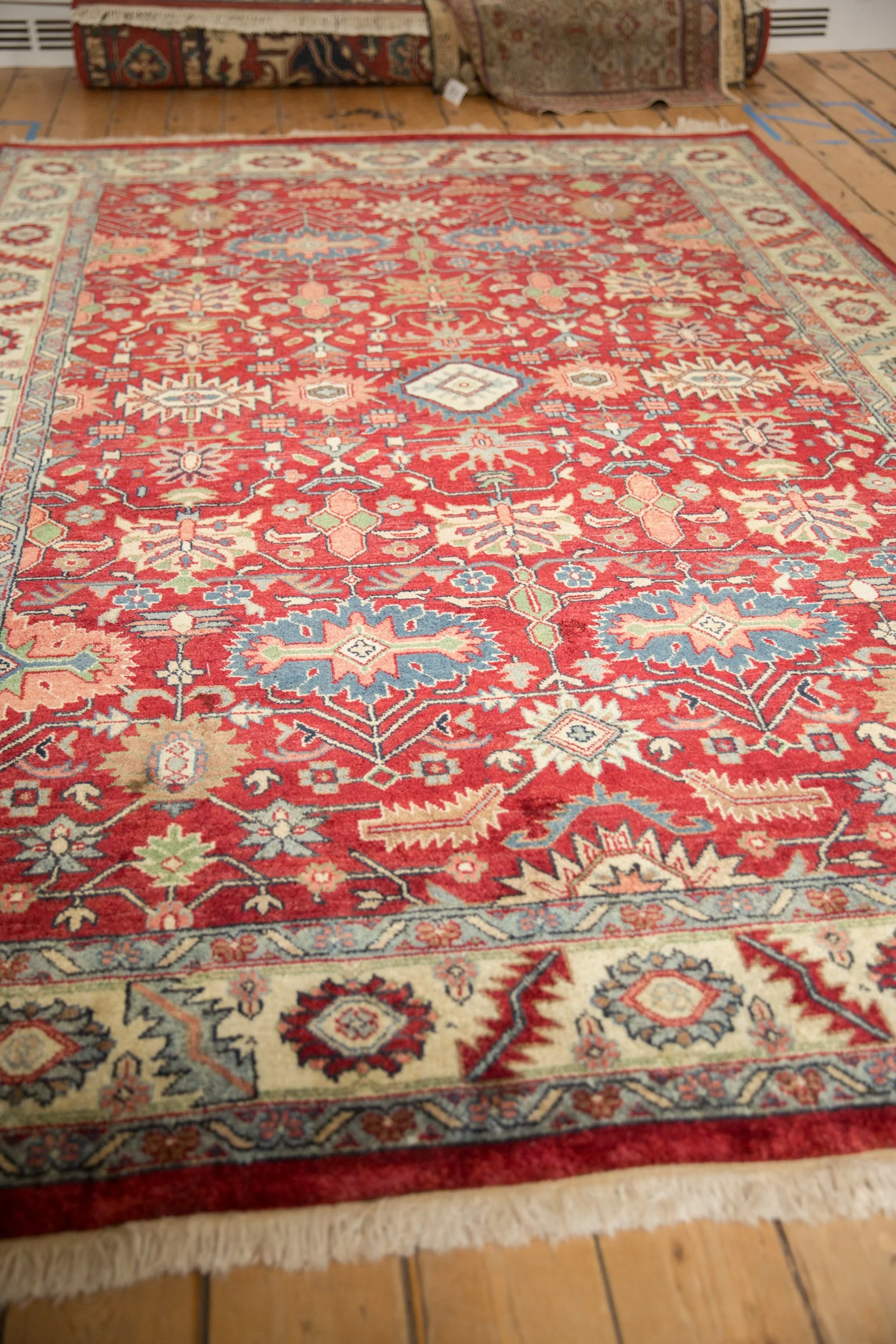 6x9 Vintage Indian Heriz Design Carpet - Image 9