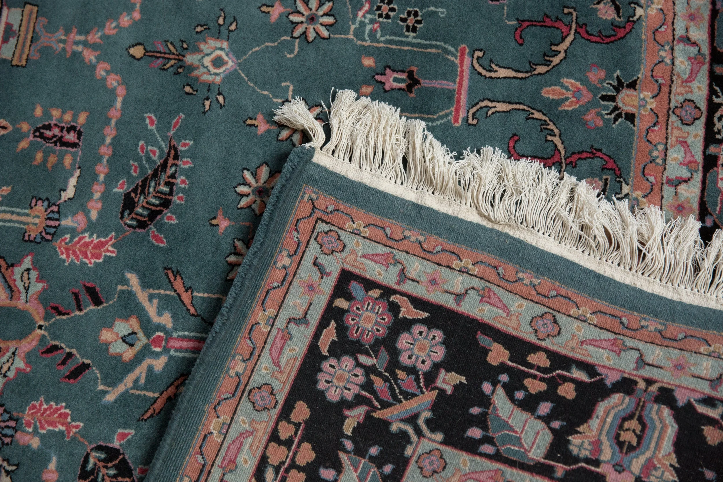 6x9 Vintage Indian Mohajeran Sarouk Design Carpet - Image 10