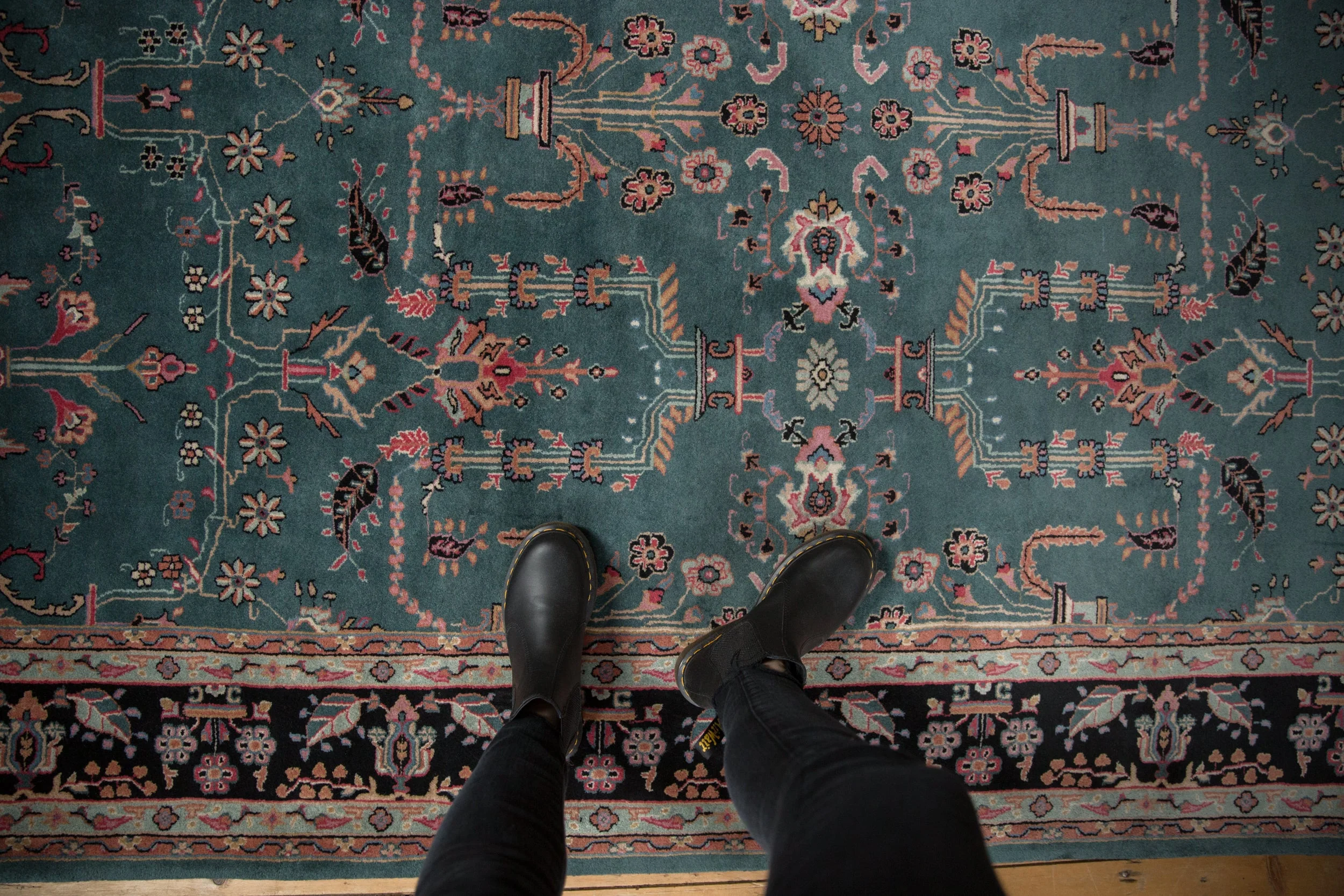 6x9 Vintage Indian Mohajeran Sarouk Design Carpet - Image 2