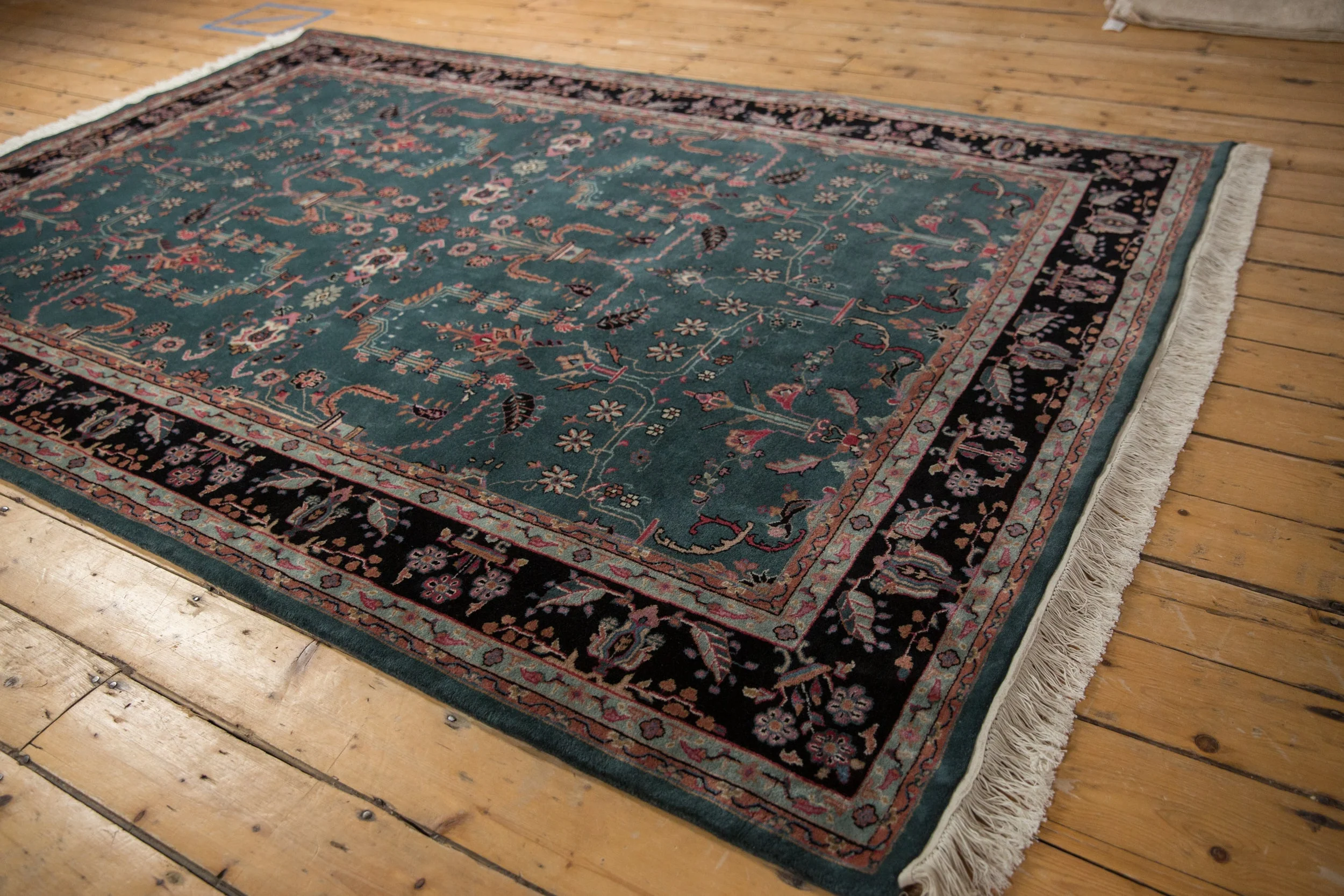 6x9 Vintage Indian Mohajeran Sarouk Design Carpet - Image 3