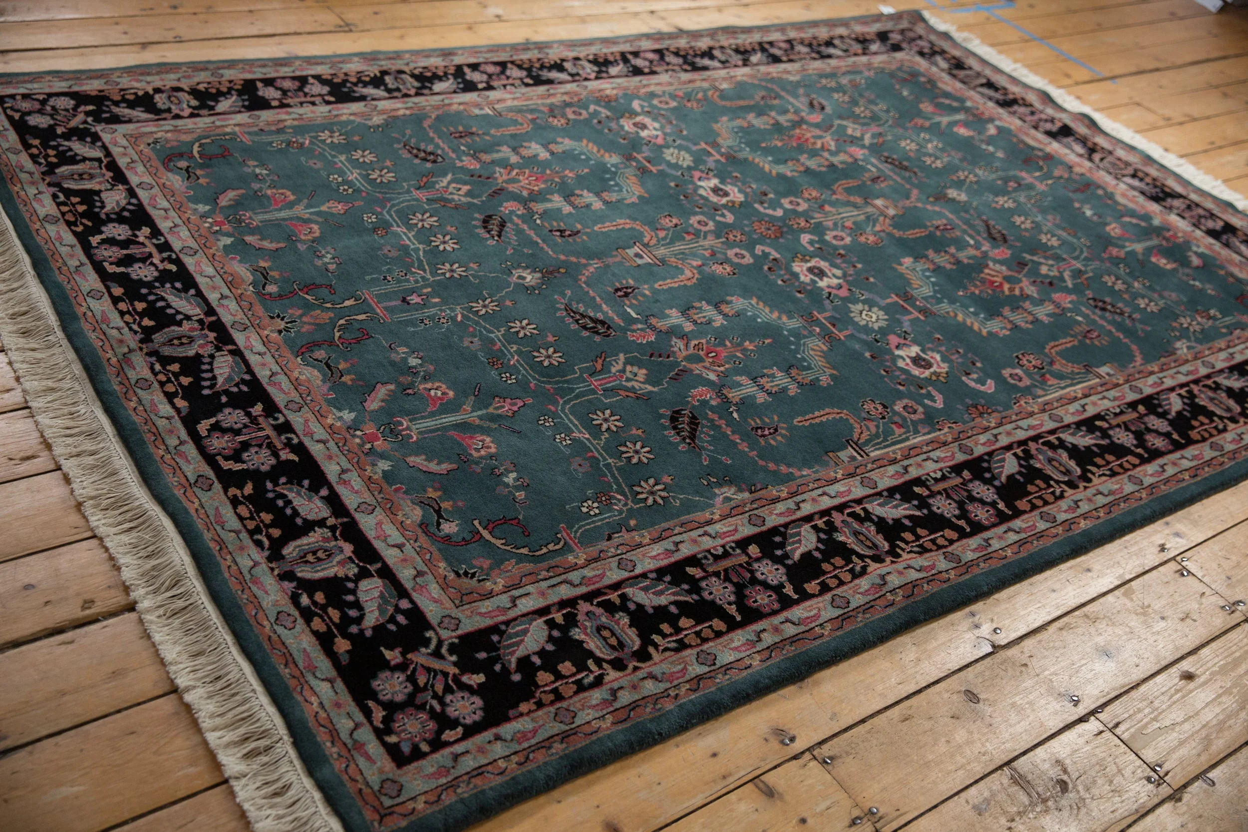 6x9 Vintage Indian Mohajeran Sarouk Design Carpet - Image 5