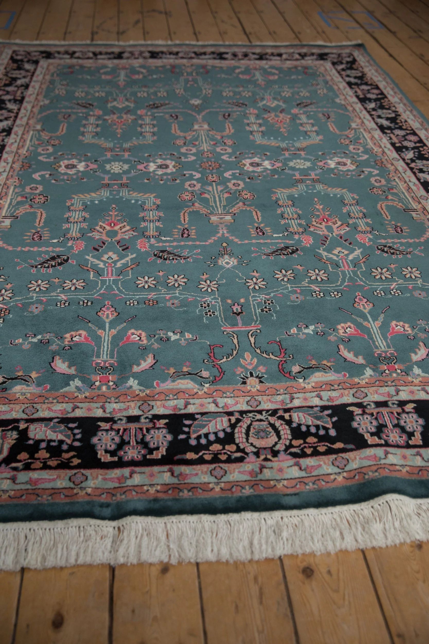 6x9 Vintage Indian Mohajeran Sarouk Design Carpet - Image 7