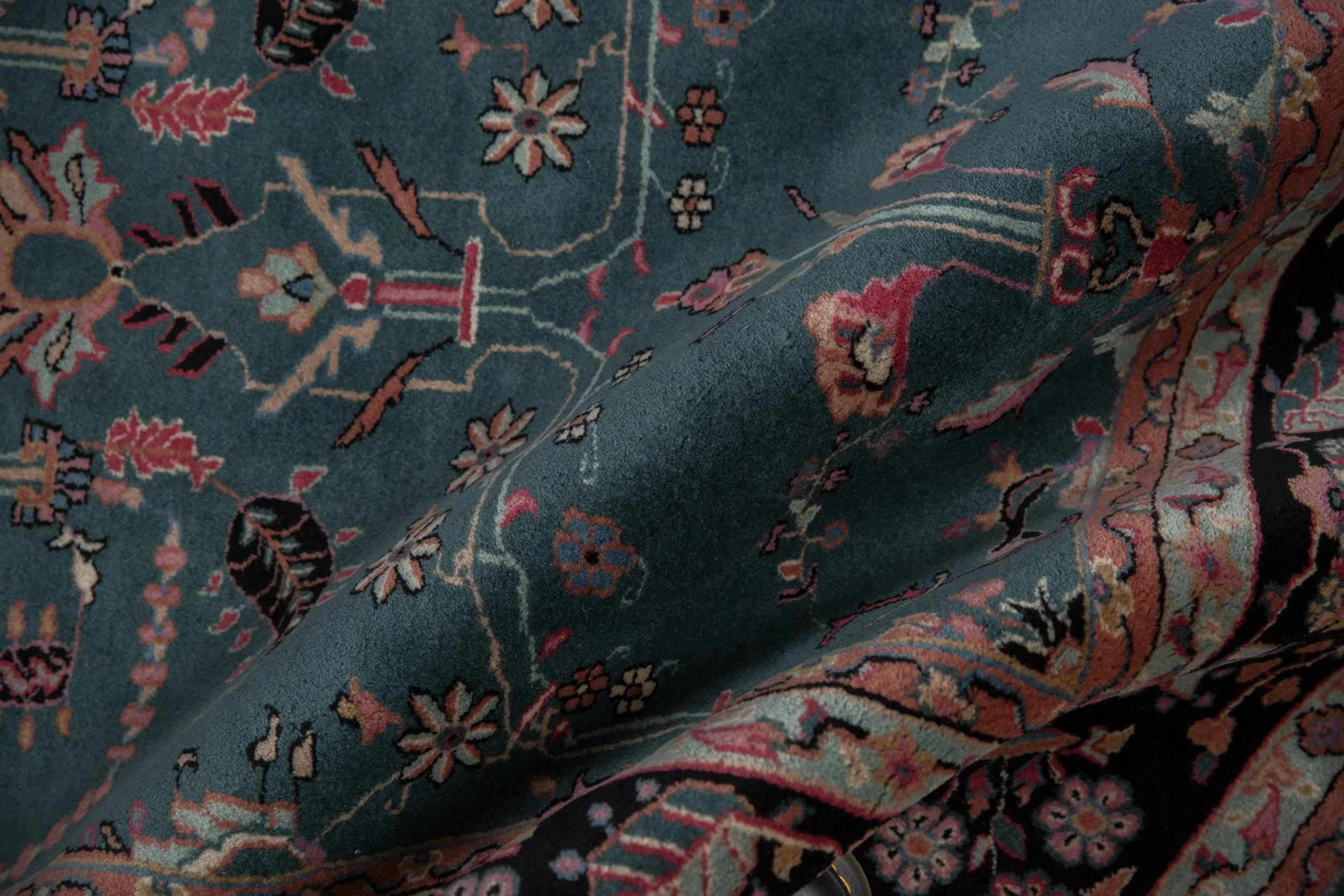 6x9 Vintage Indian Mohajeran Sarouk Design Carpet - Image 9