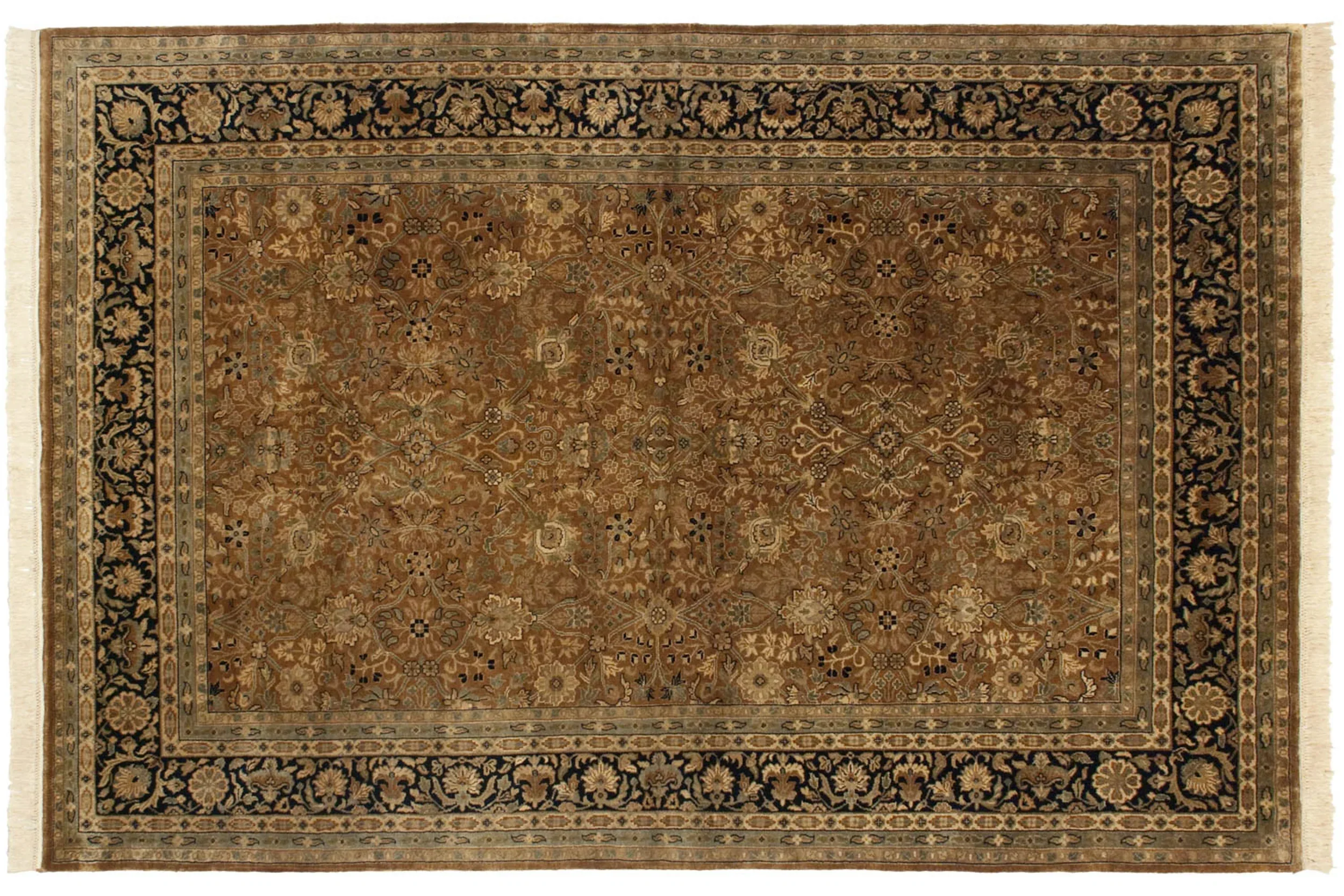 6x9 Vintage Indian Tabriz Design Carpet - Image 12